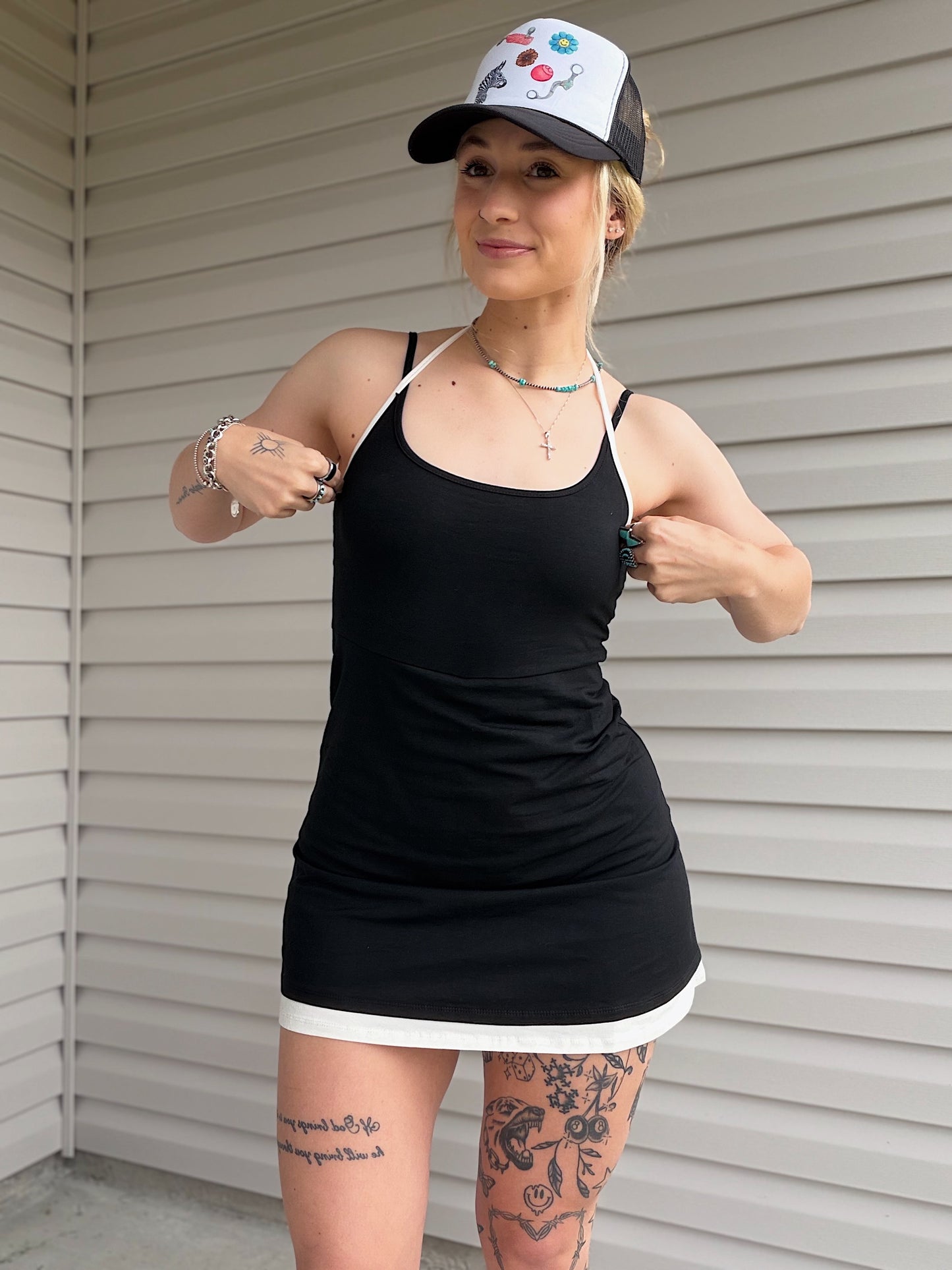 The Hot Shot Halter Dress (Black)