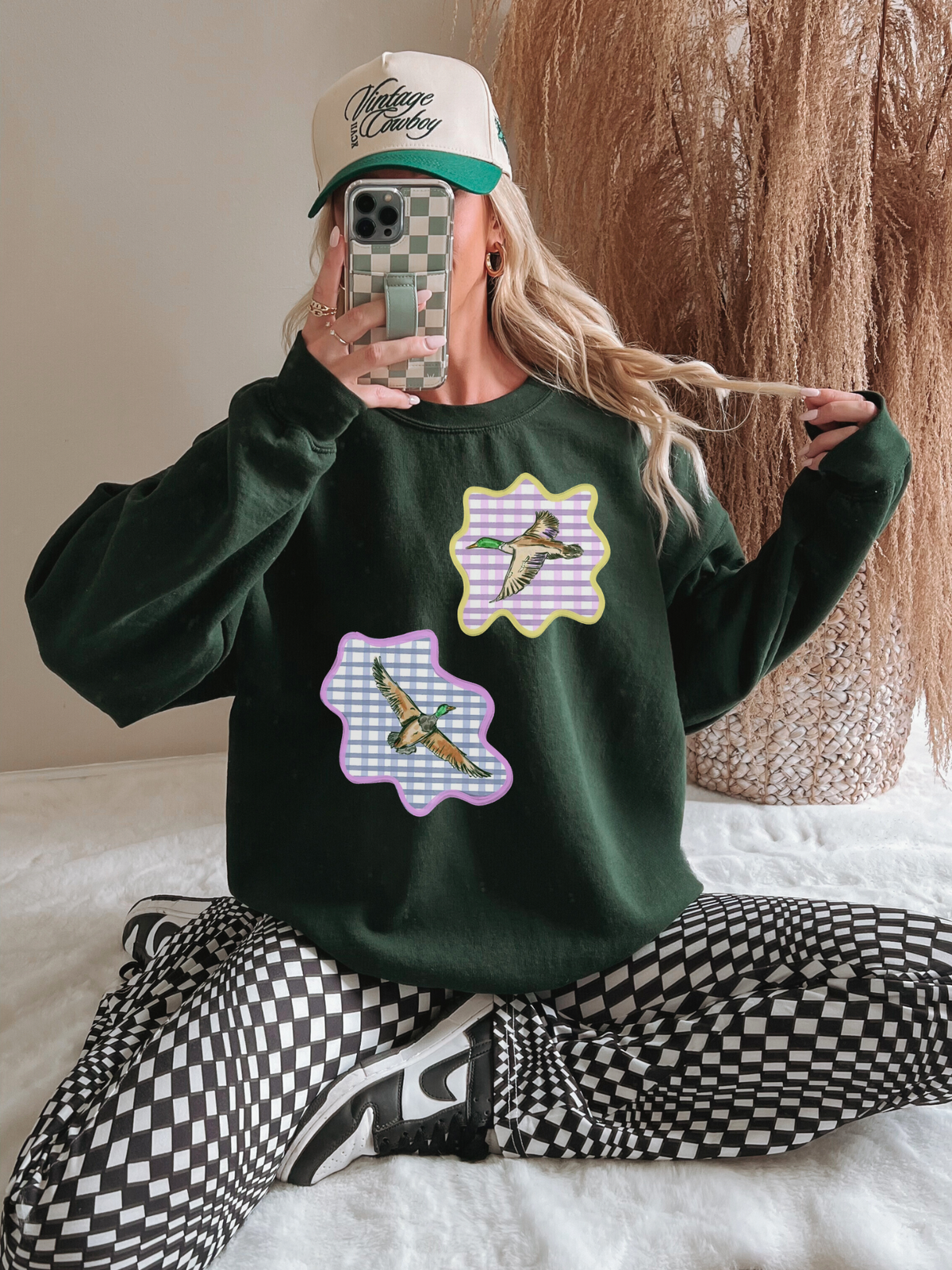 Gingham Mallards Crewneck