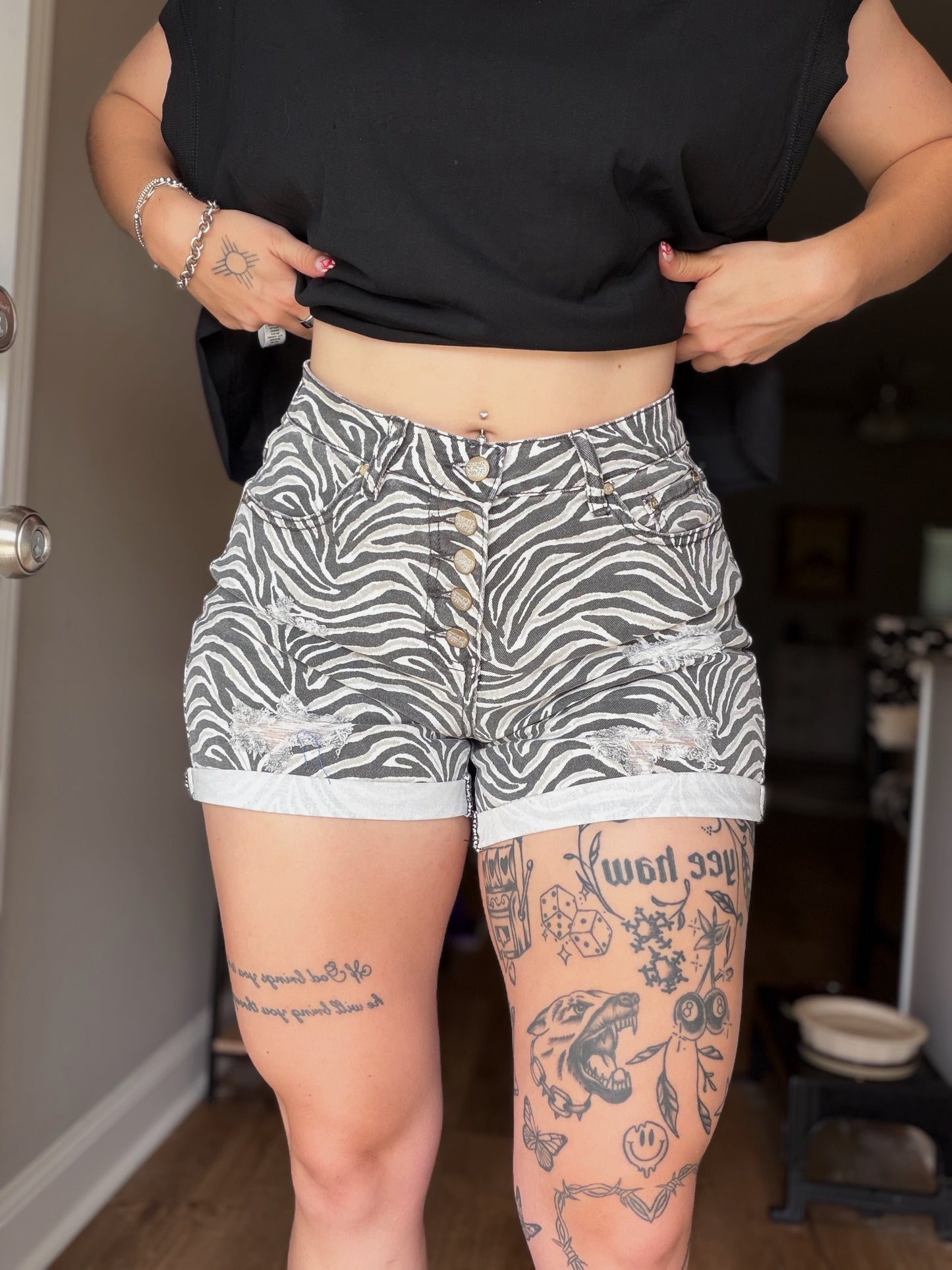 The Zebra Denim Shorts
