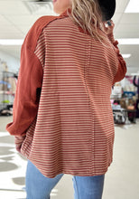 Load image into Gallery viewer, The Striped Henley (Rust)
