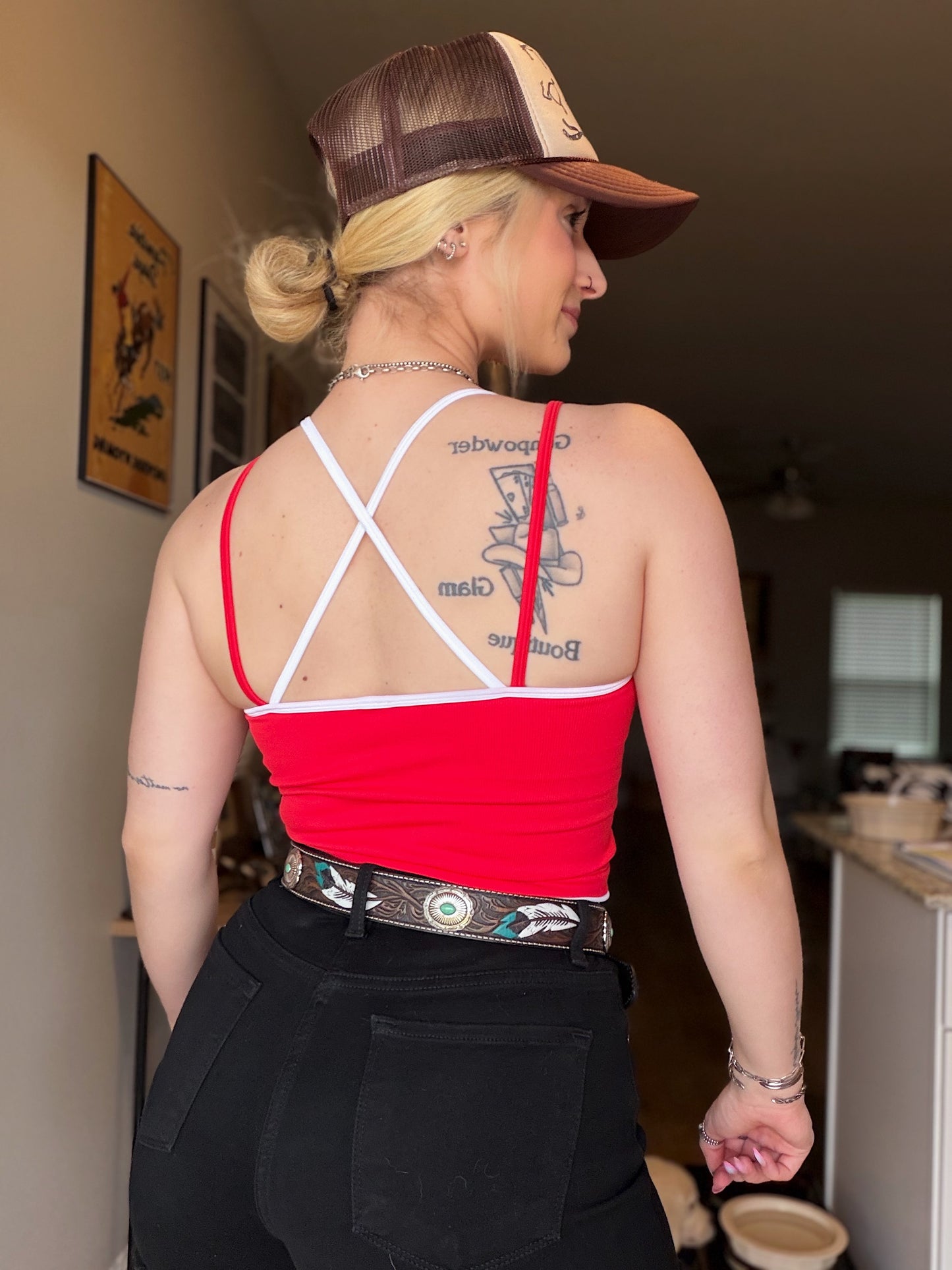 Contrast Layered Tank (Red)