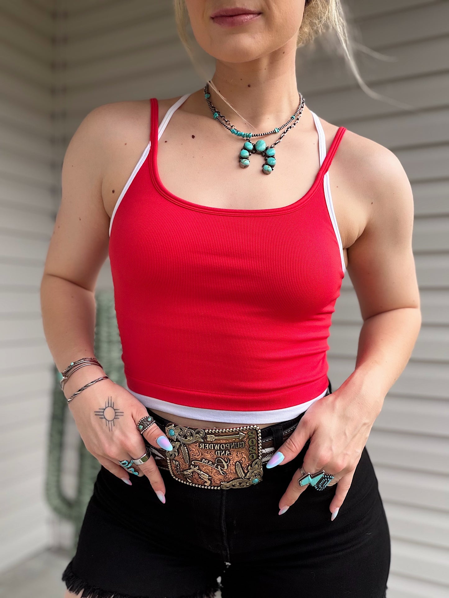 Contrast Layered Tank (Red)