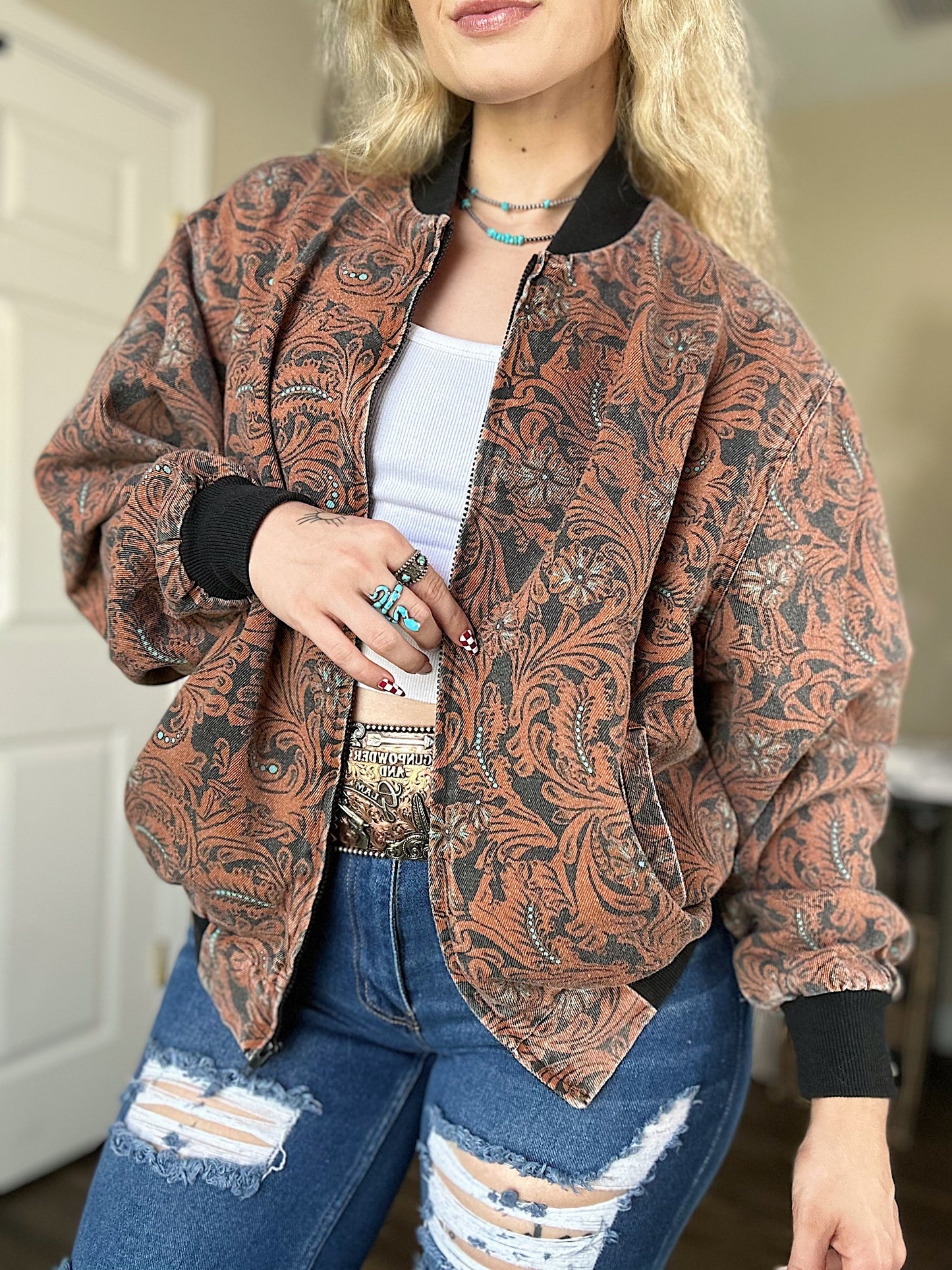 The Tooled Leather Bomber Jacket