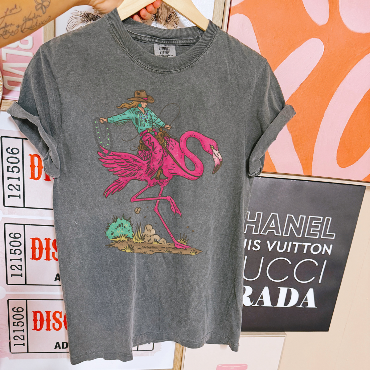 Cowgirl Flamingo COMFORT COLORS TEE