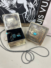 Load image into Gallery viewer, Square Trinket Box (Genuine Silver &amp; Turquoise)
