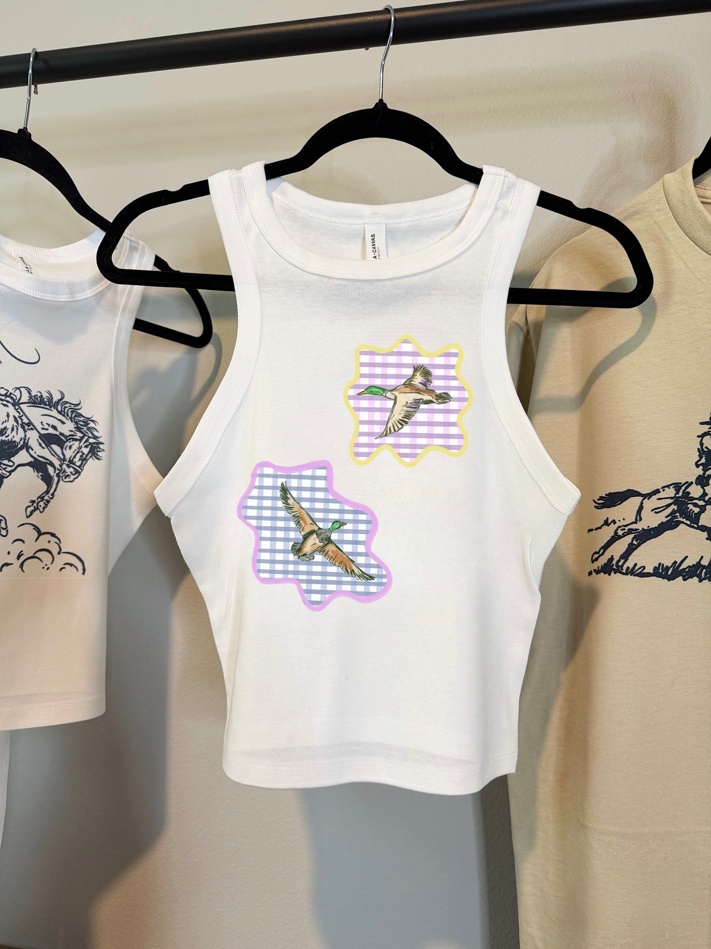 Gingham Mallards Cropped Tank