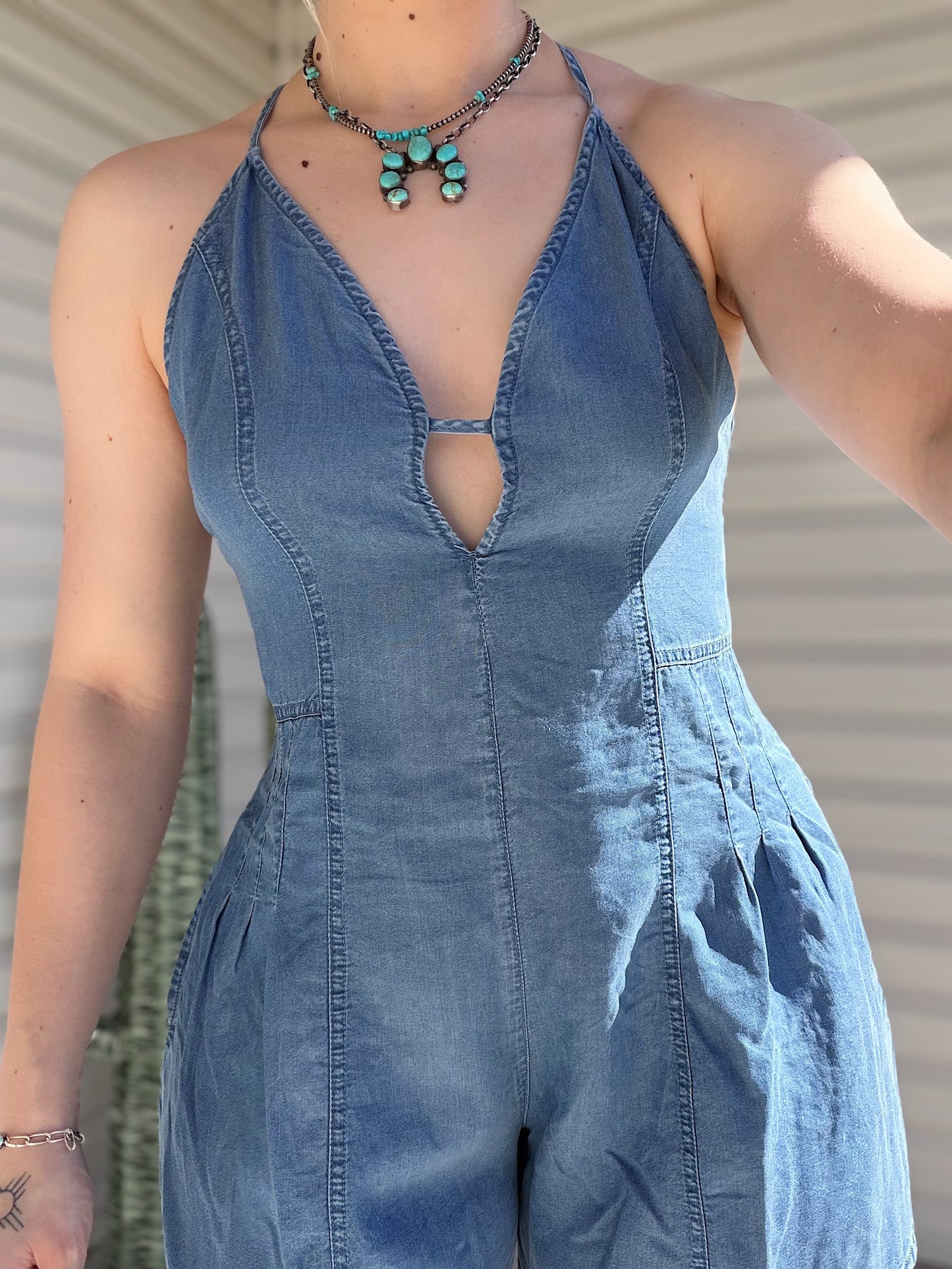 The Denim Romper (Open Back)