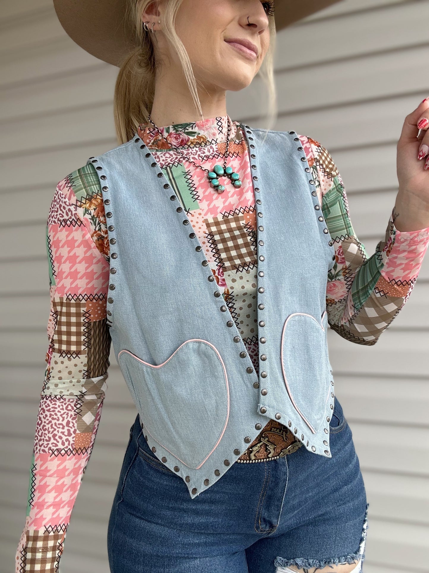 Patchwork Mesh Top