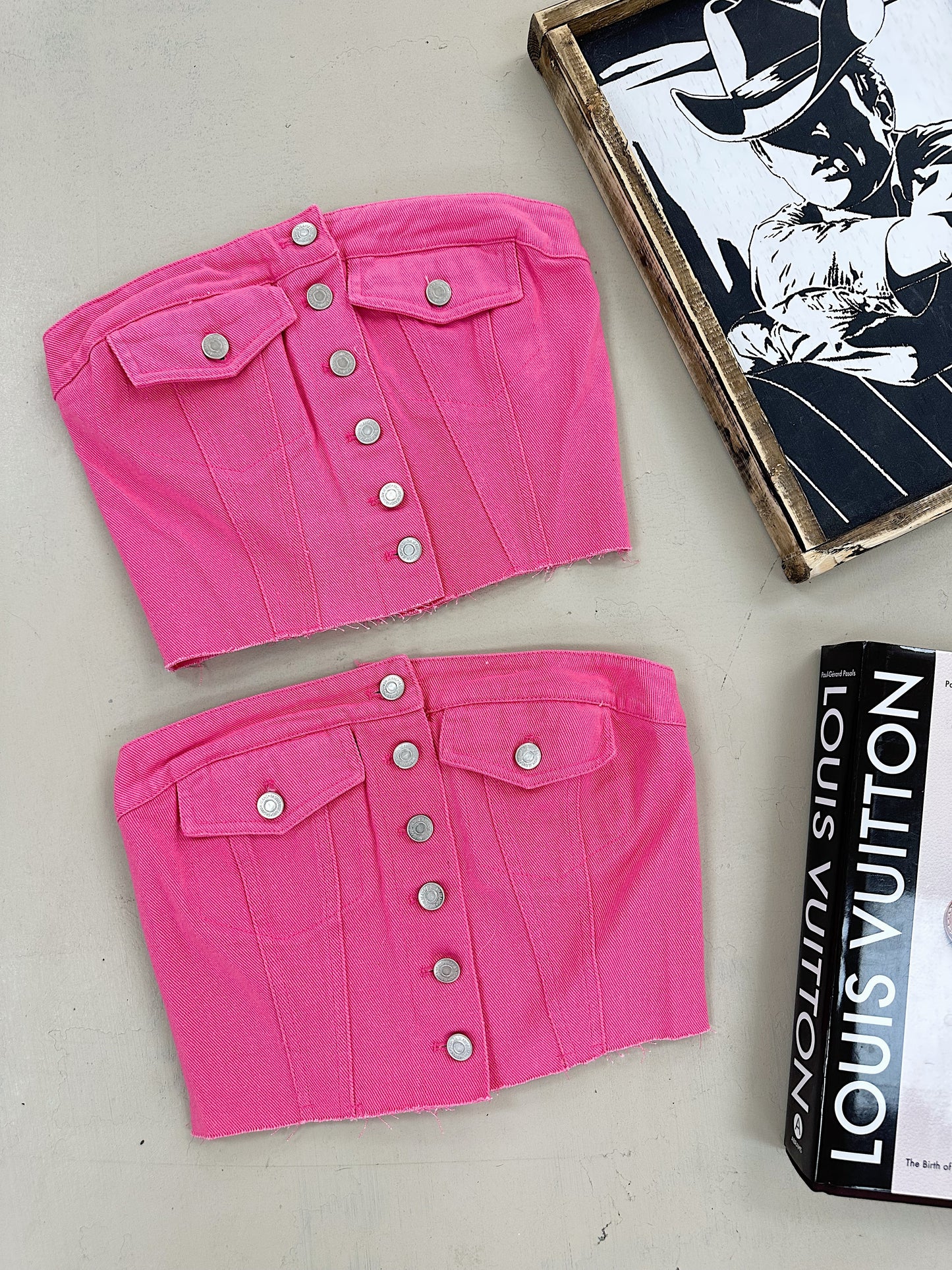 Hot Pink Denim Tube Top
