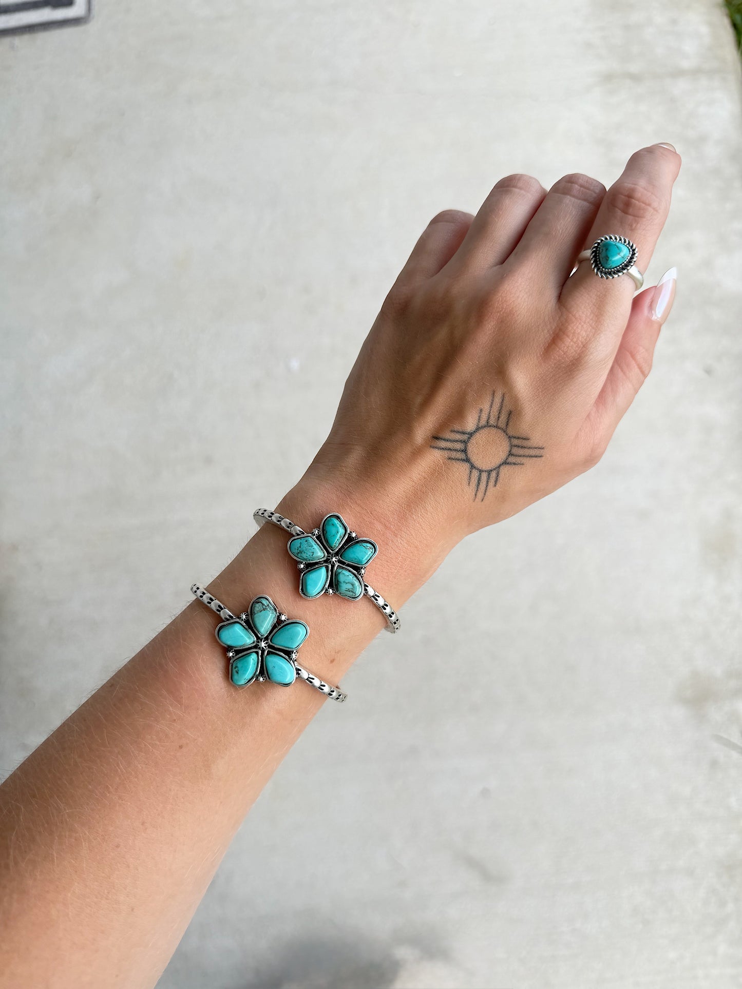 Turquoise Flower Cuff