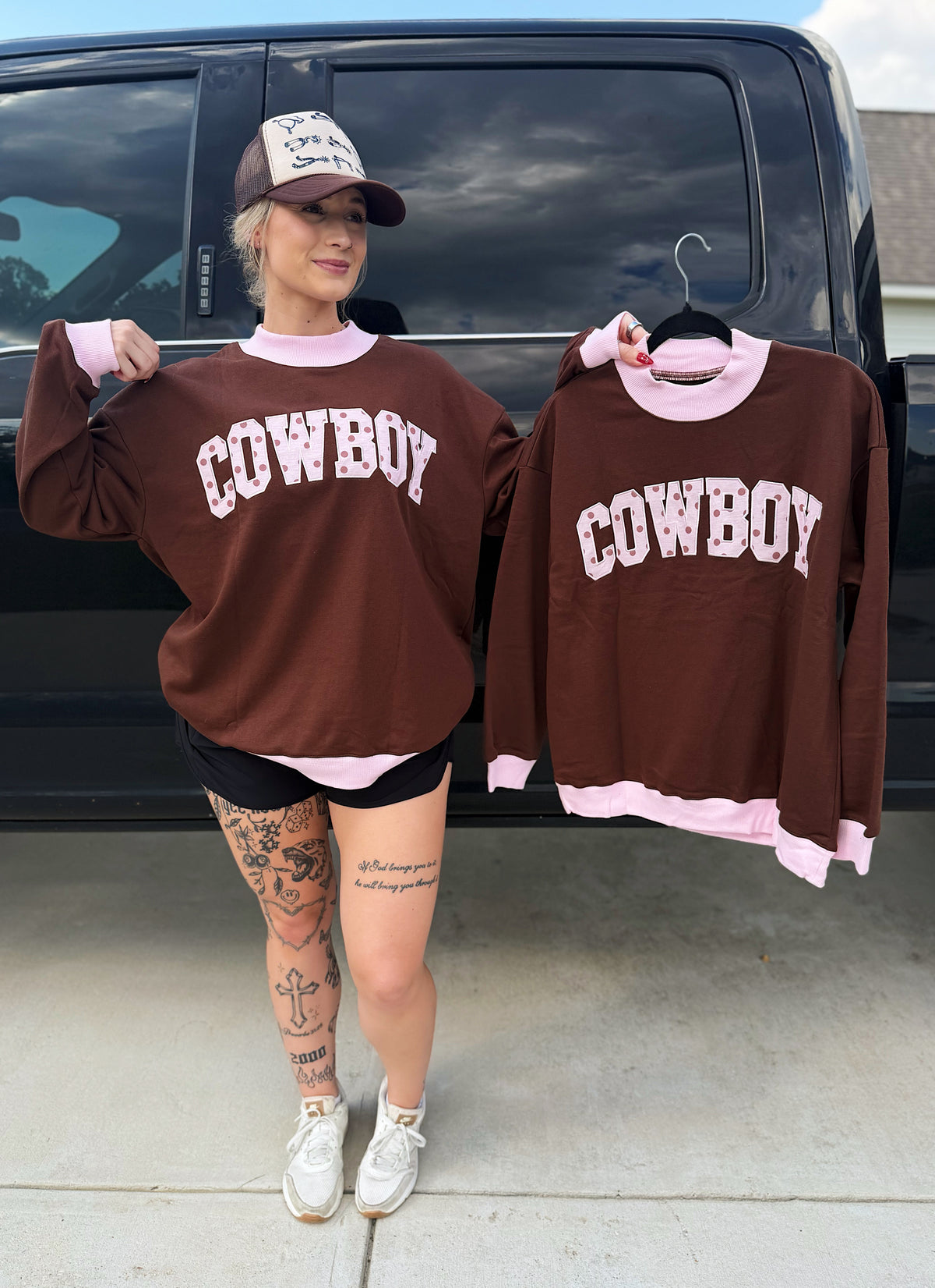 Polka Dot Cowboy Mock Neck Sweatshirt