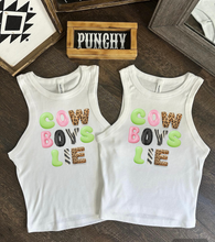 Load image into Gallery viewer, Cowboys Lie Cropped Tank
