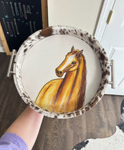 Load image into Gallery viewer, Painted Cowhide Tray - Horse
