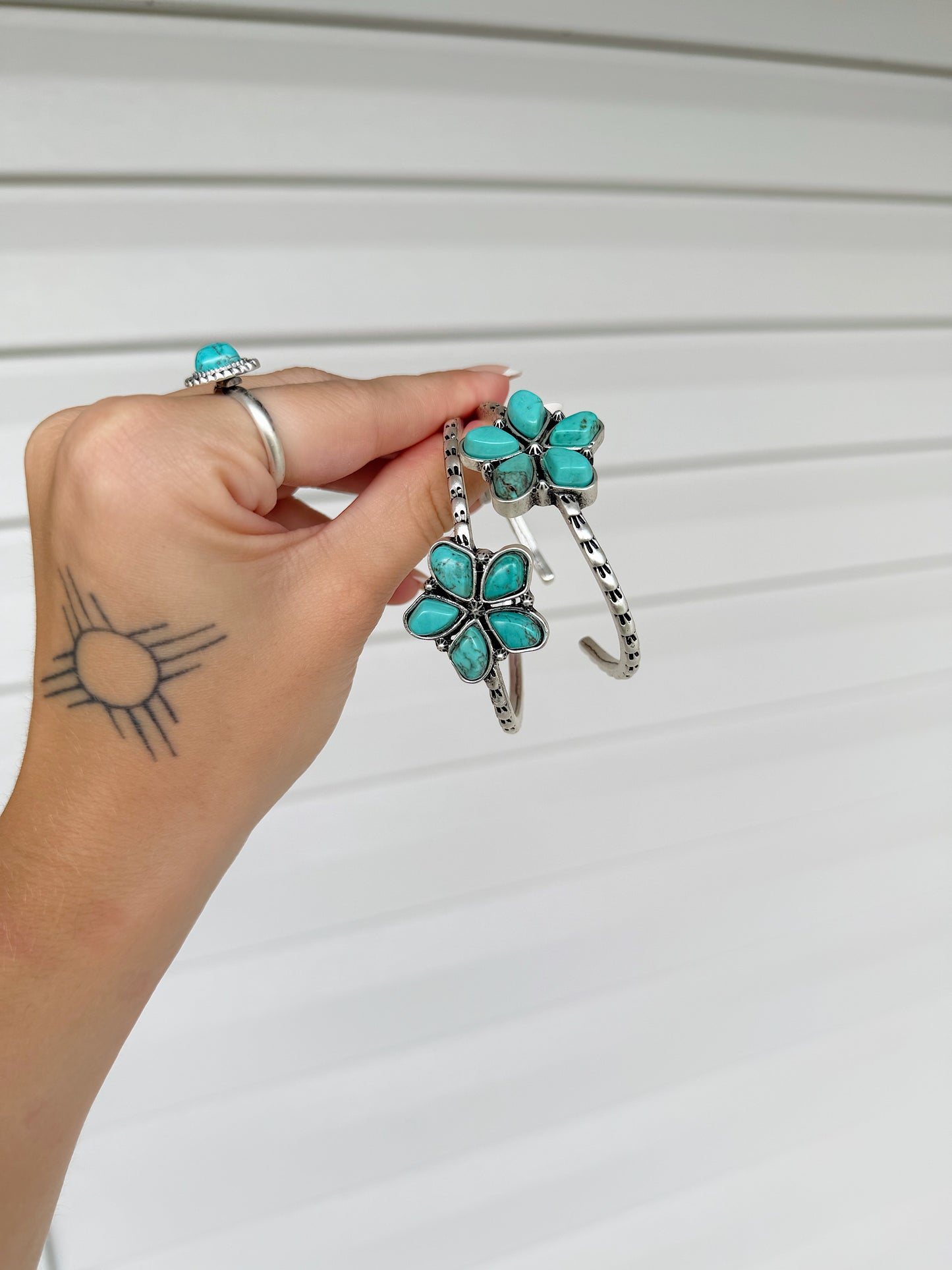 Turquoise Flower Cuff