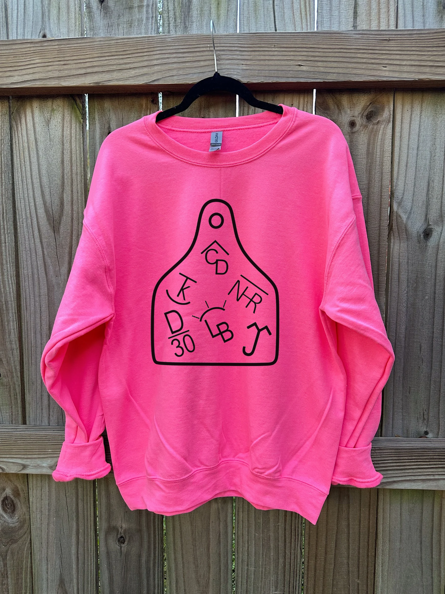The Cattle Tag Crewneck (Hot Pink)