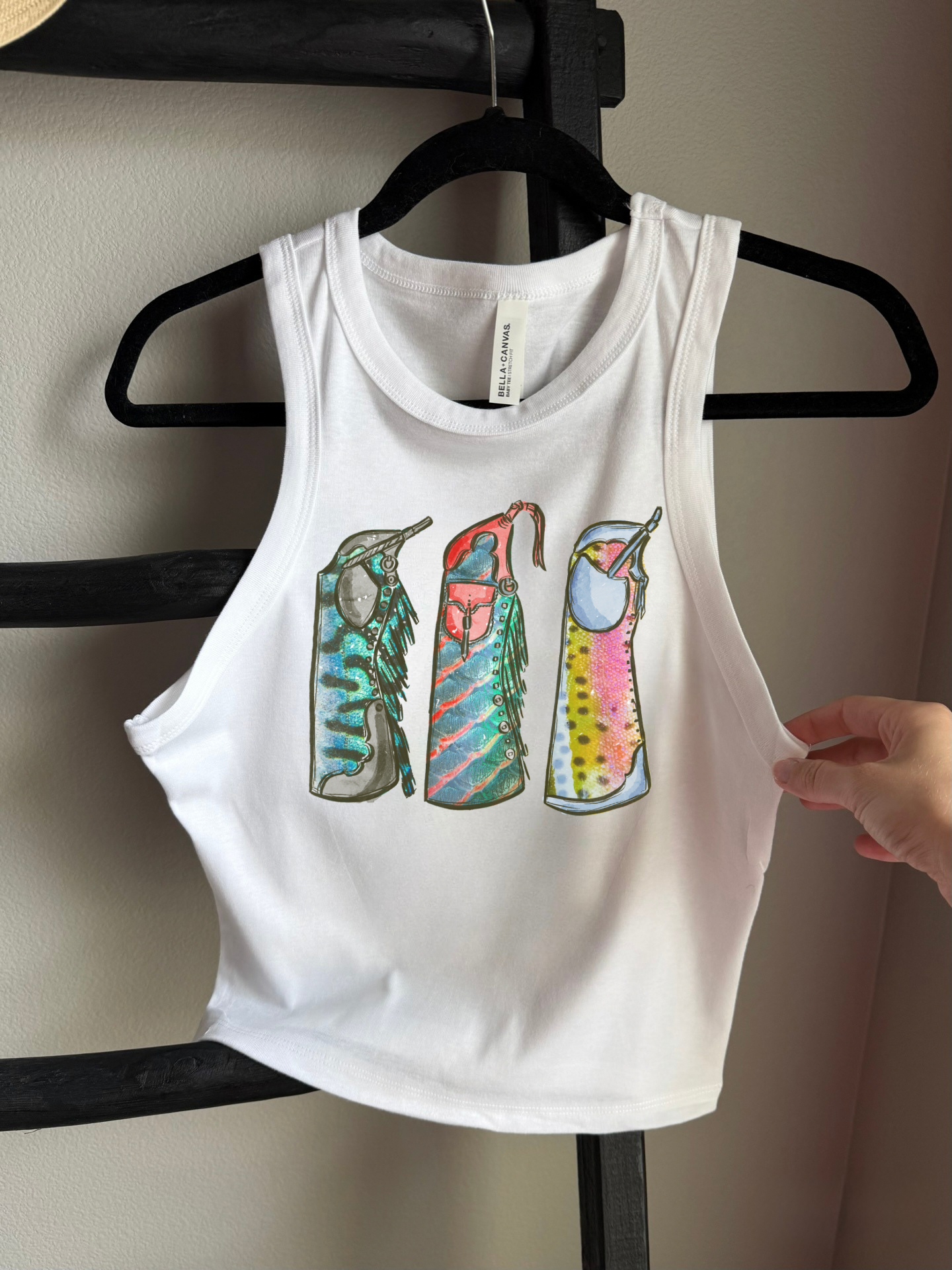 Fishie Print Chaps Cropped Tank