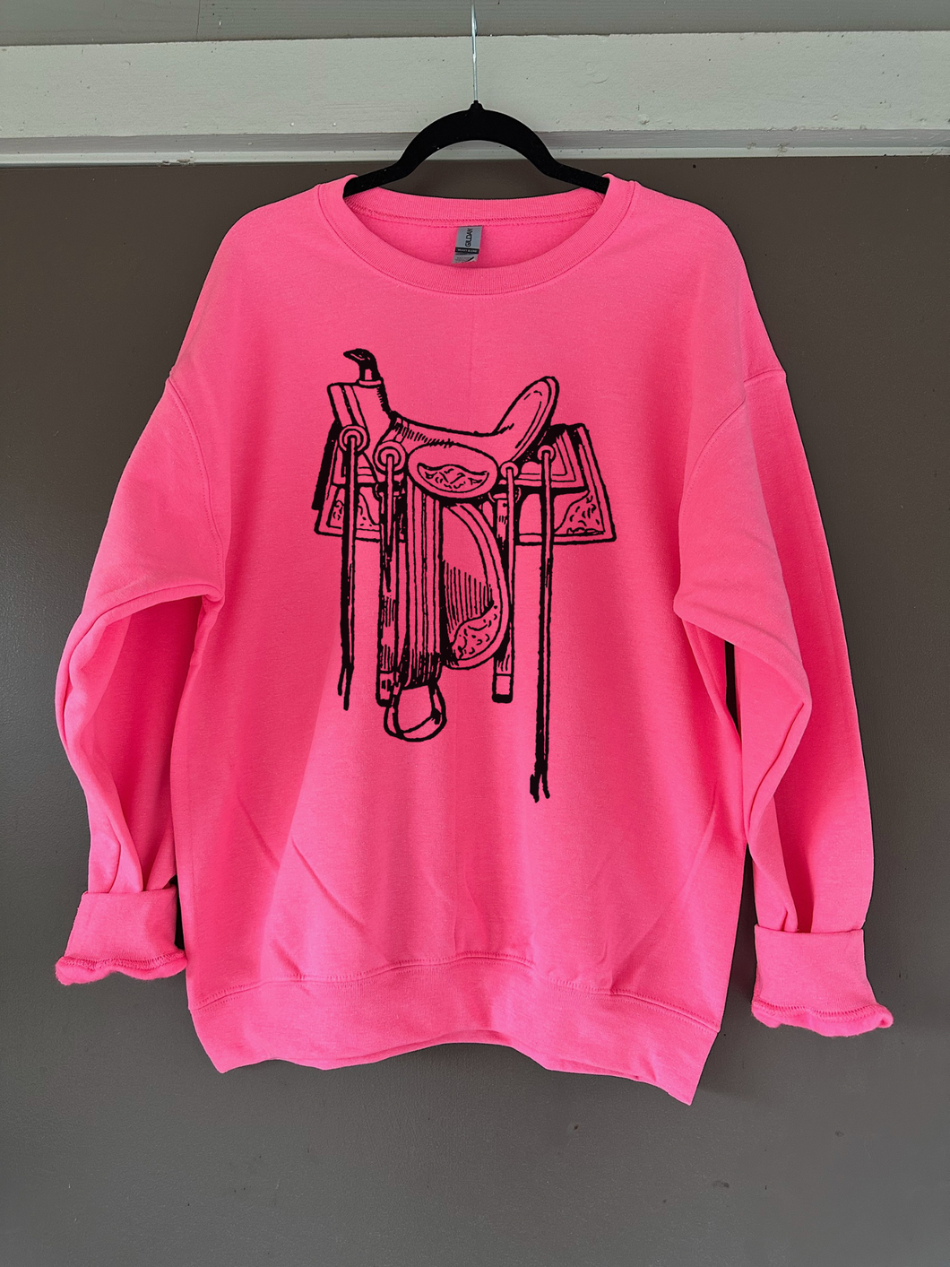 The Saddle Crewneck (Hot Pink)
