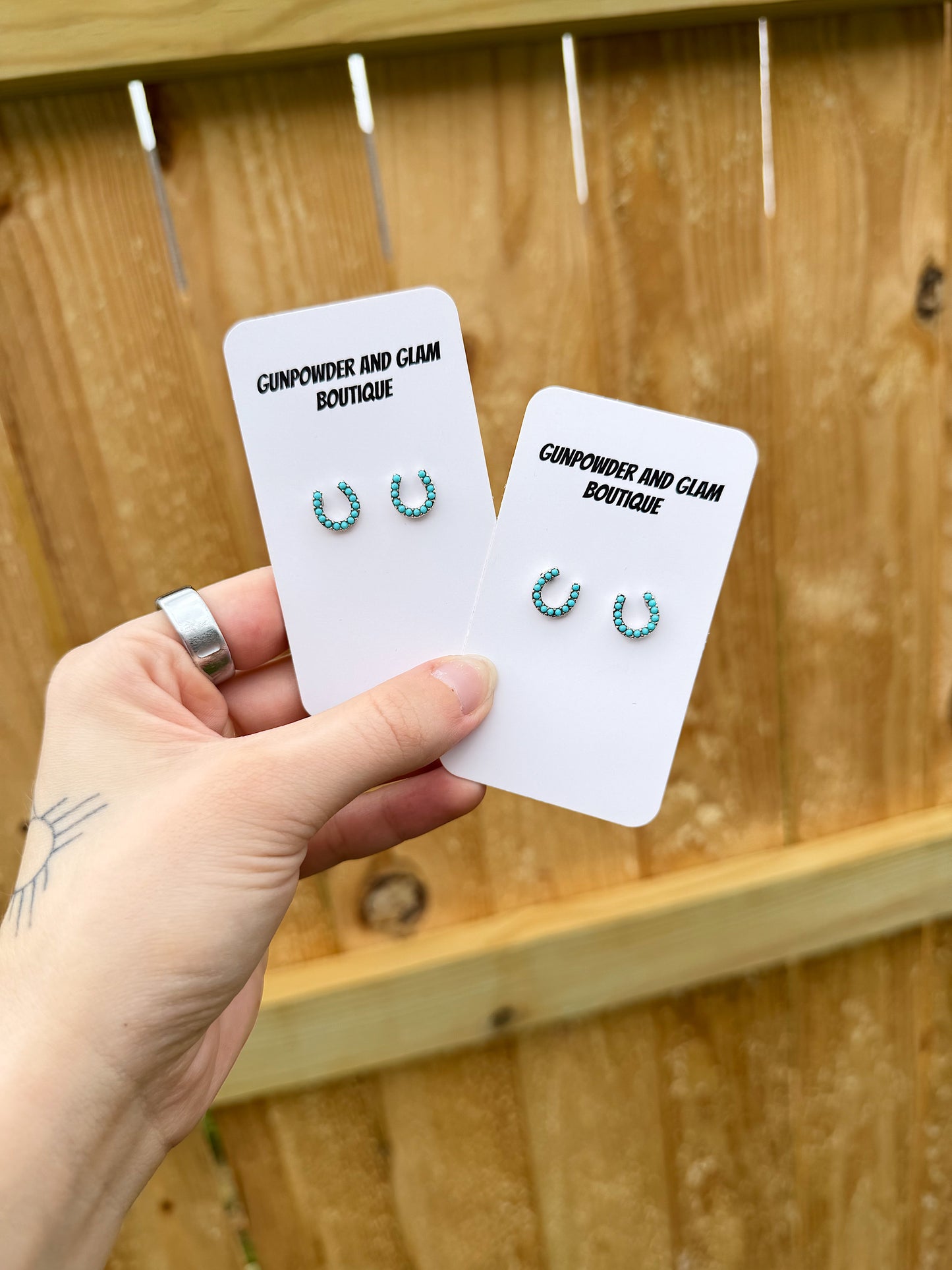 Turquoise Horseshoe Studs