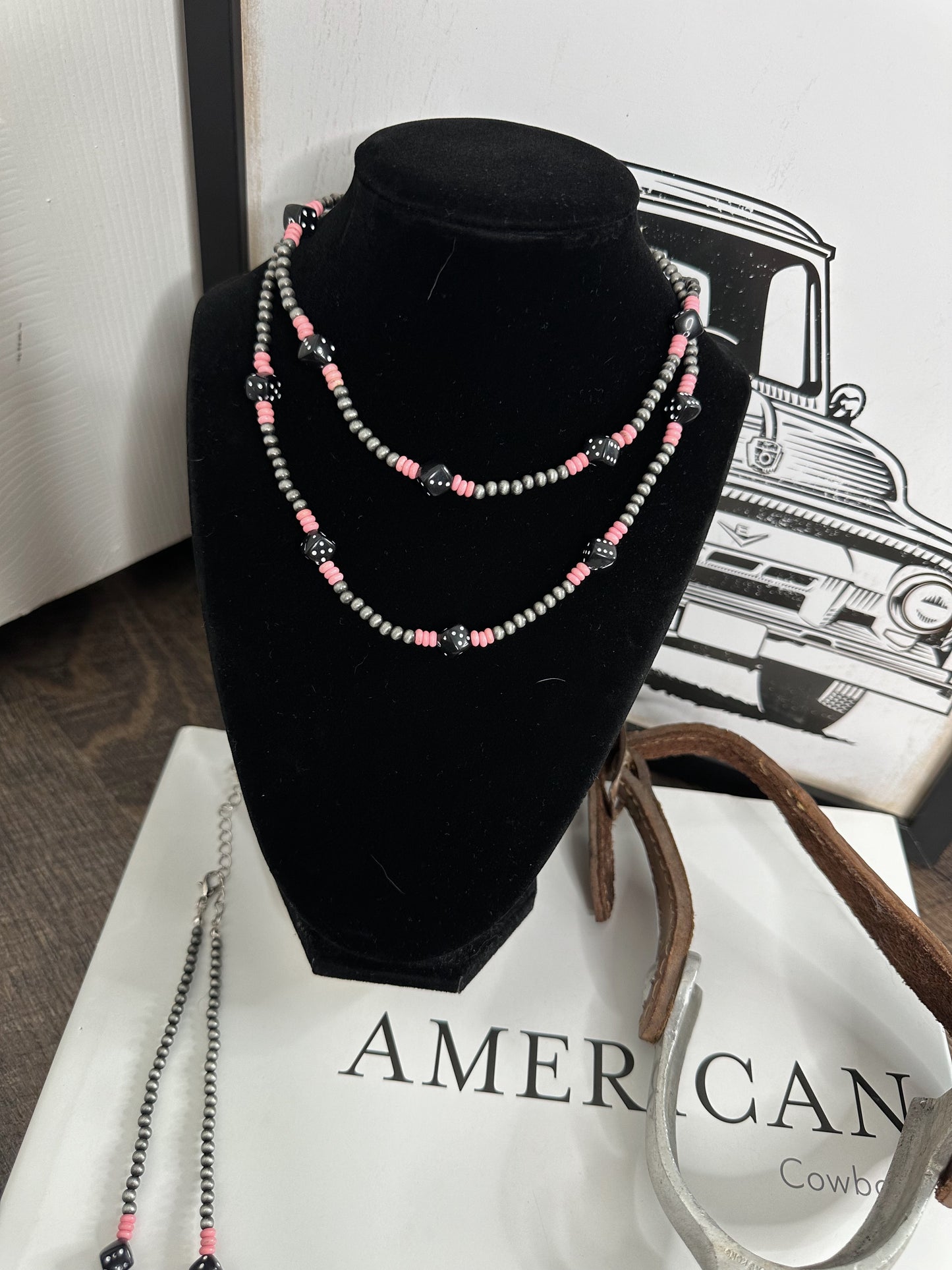 Baby Pink Dice Necklace