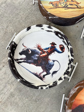 Load image into Gallery viewer, Painted Cowhide Tray - Bull Rider
