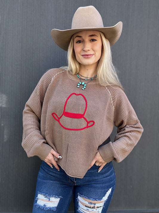The Stitched Cowboy Hat Sweater