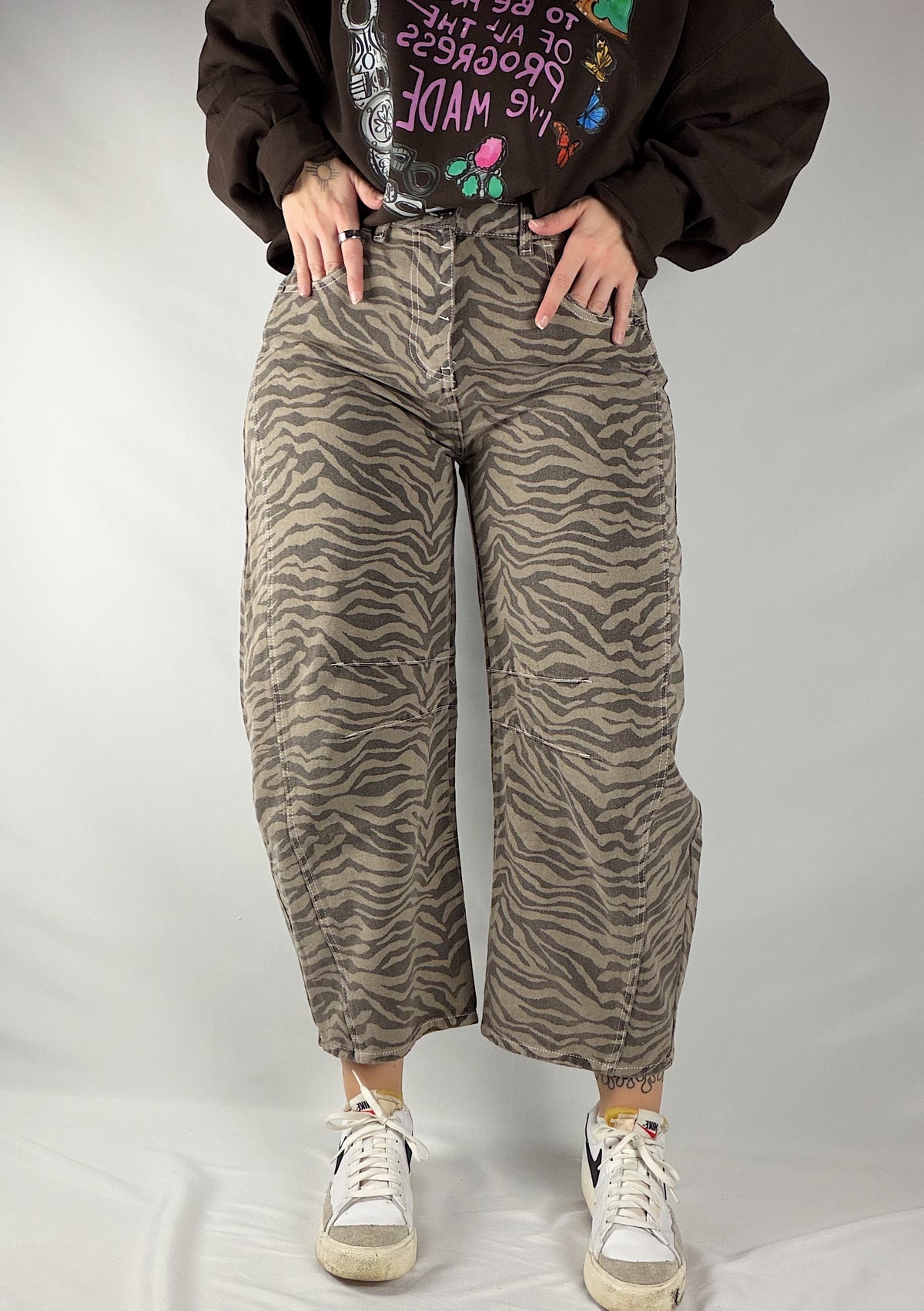The Zebra Barrel Jeans