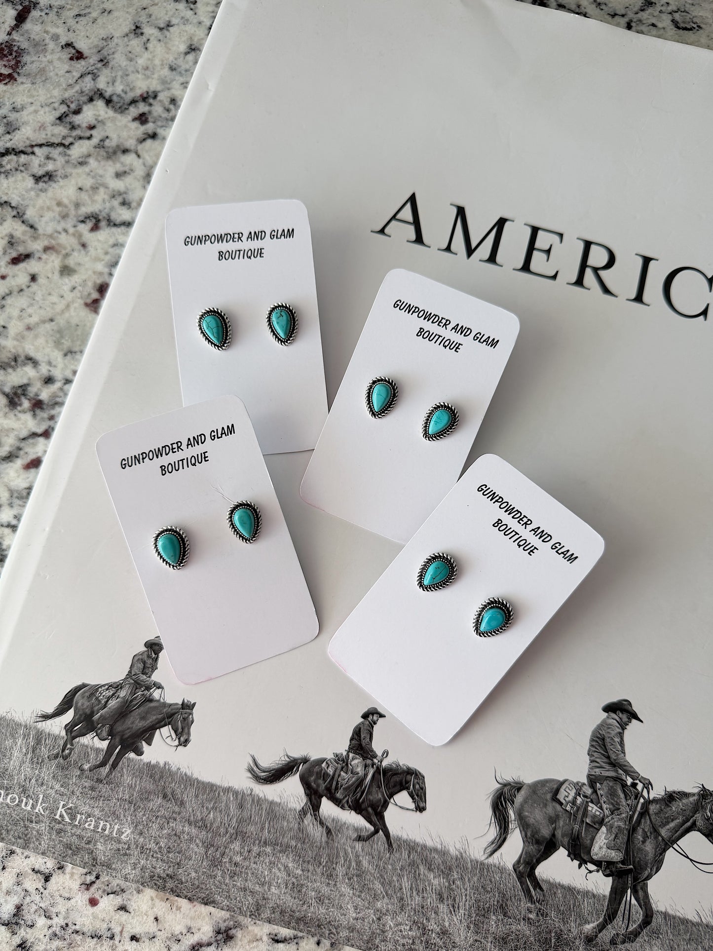 Turquoise Teardrop Studs