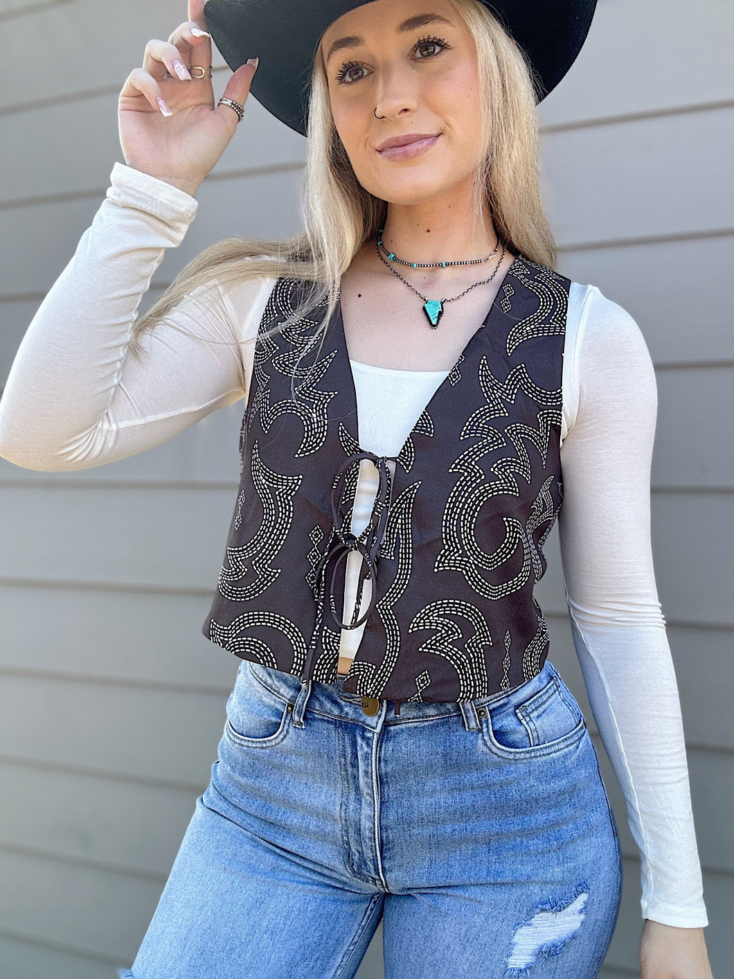 Boot Stitch Tie Vest