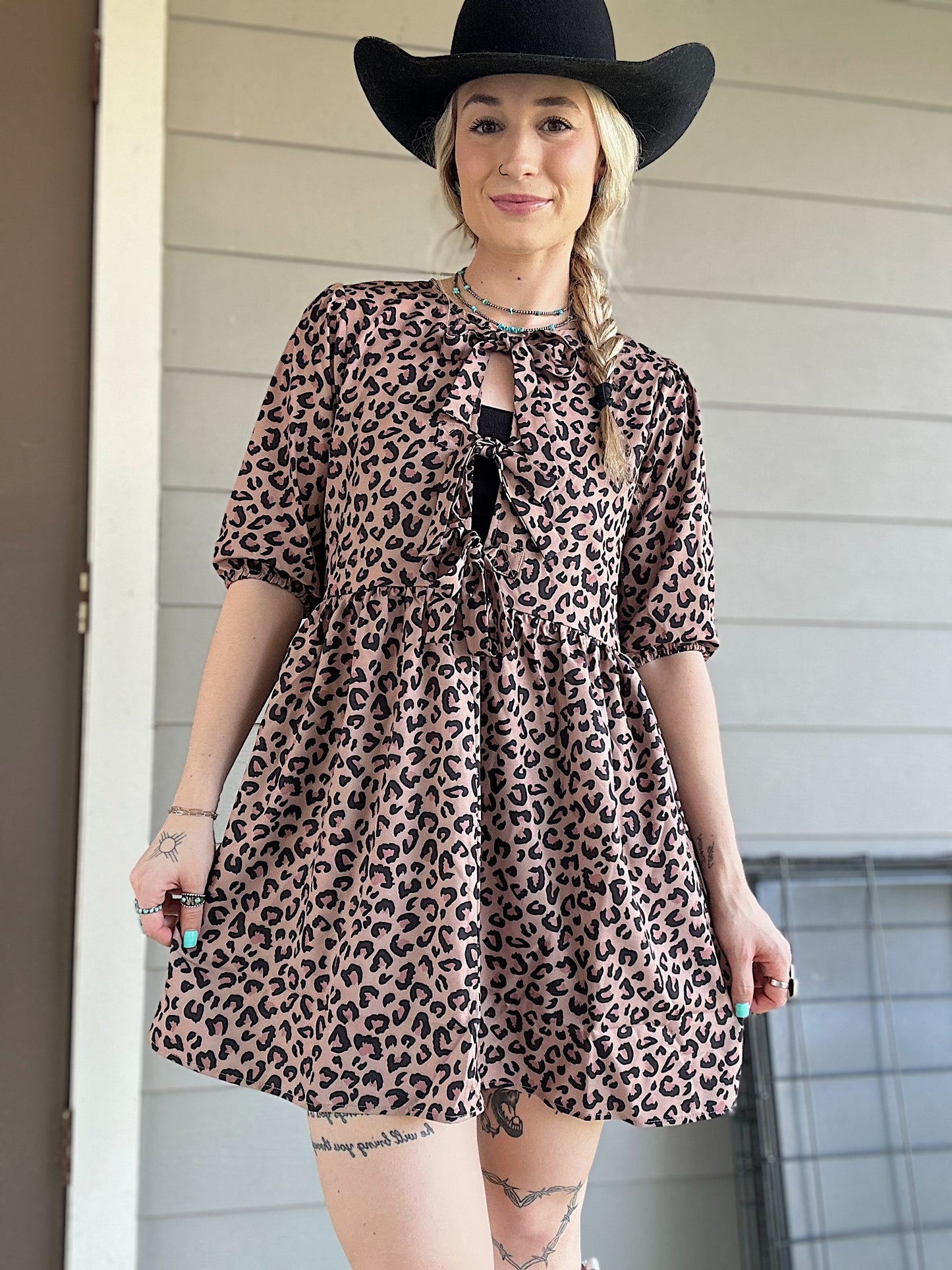 Leopard Baby Doll Dress