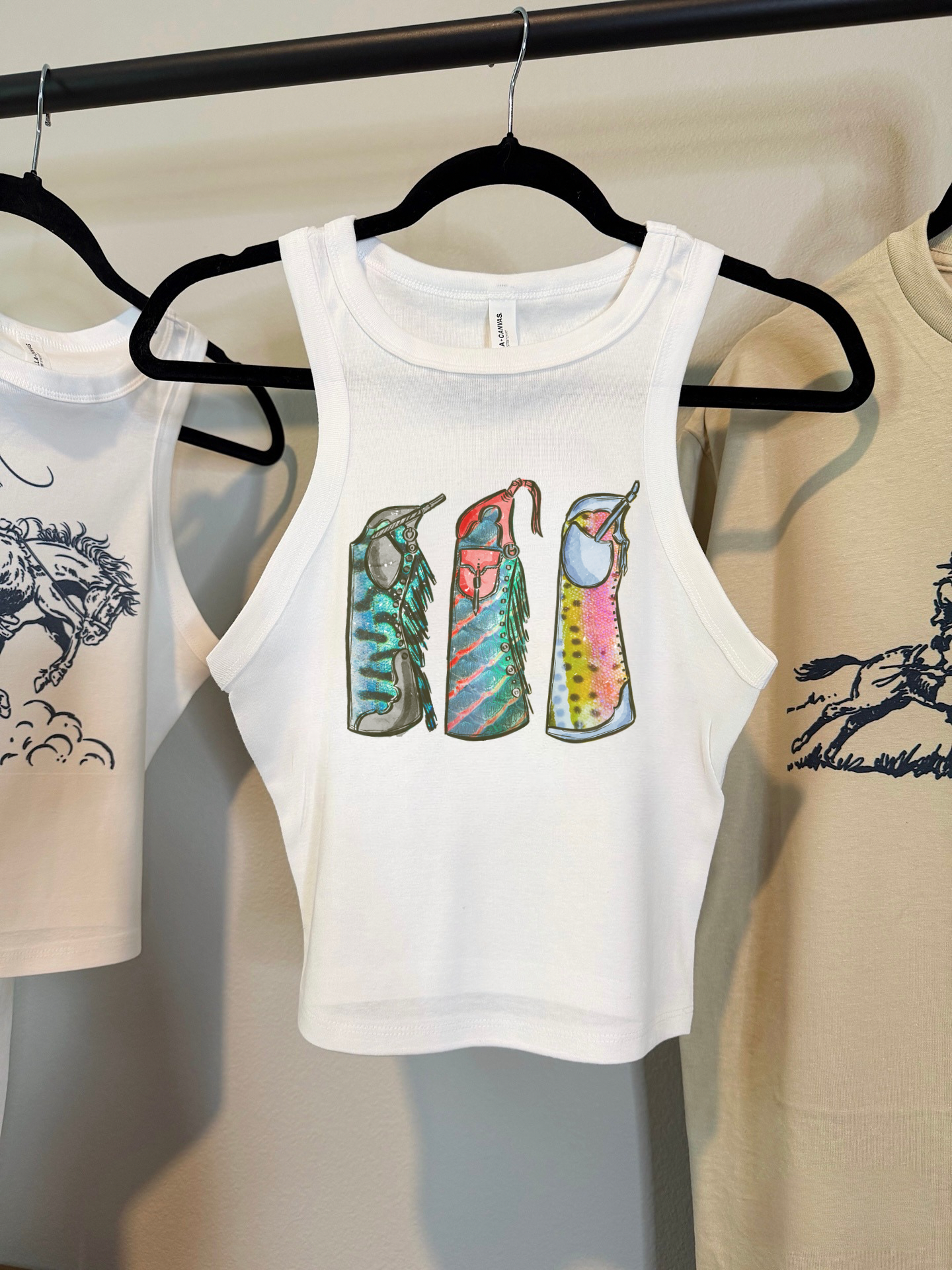 Fishie Print Chaps Cropped Tank