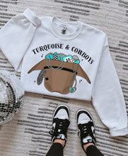 Load image into Gallery viewer, Turquoise &amp; Cowboys TEE or CREWNECK
