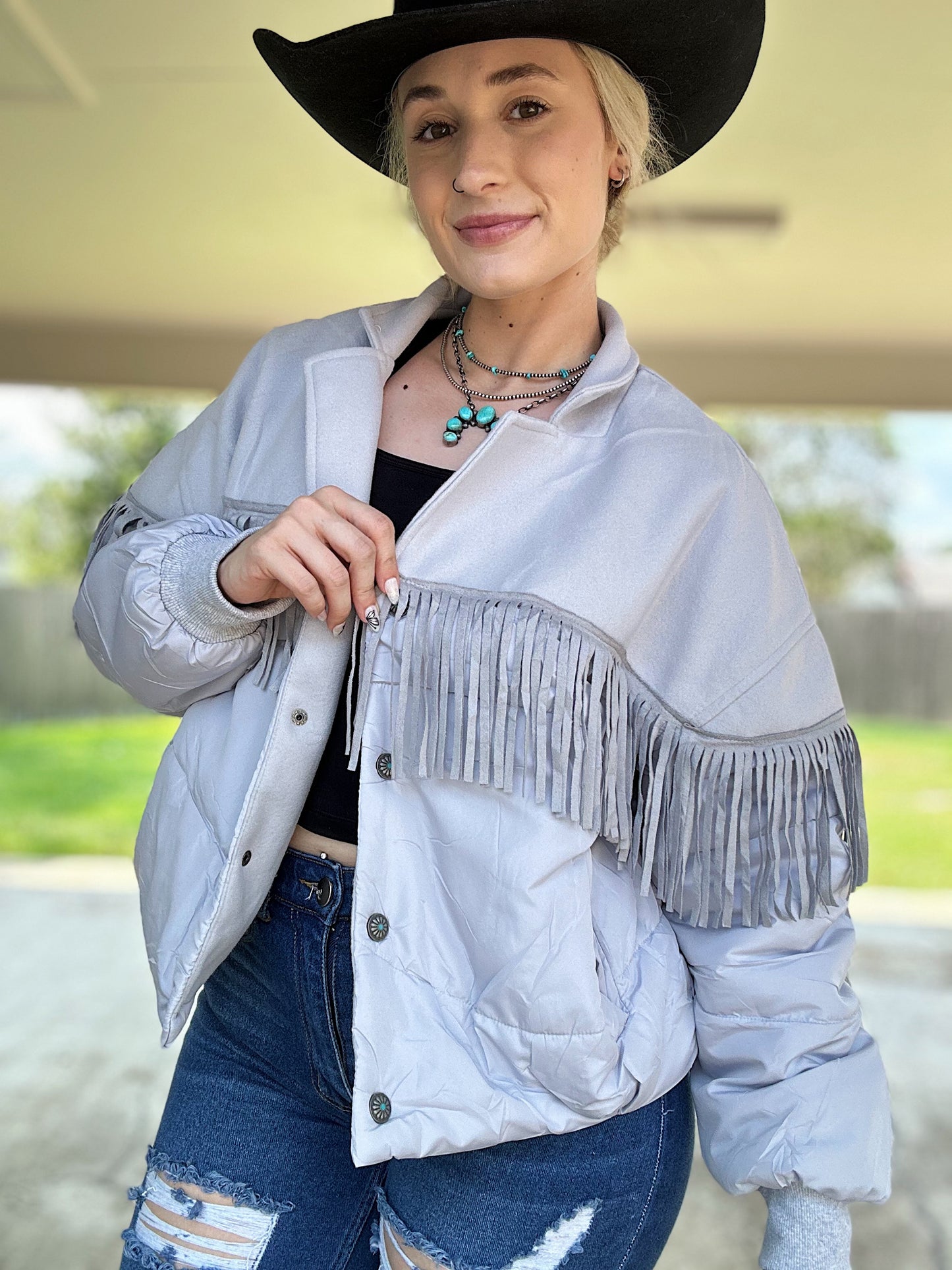 Fringe Puffer Jacket