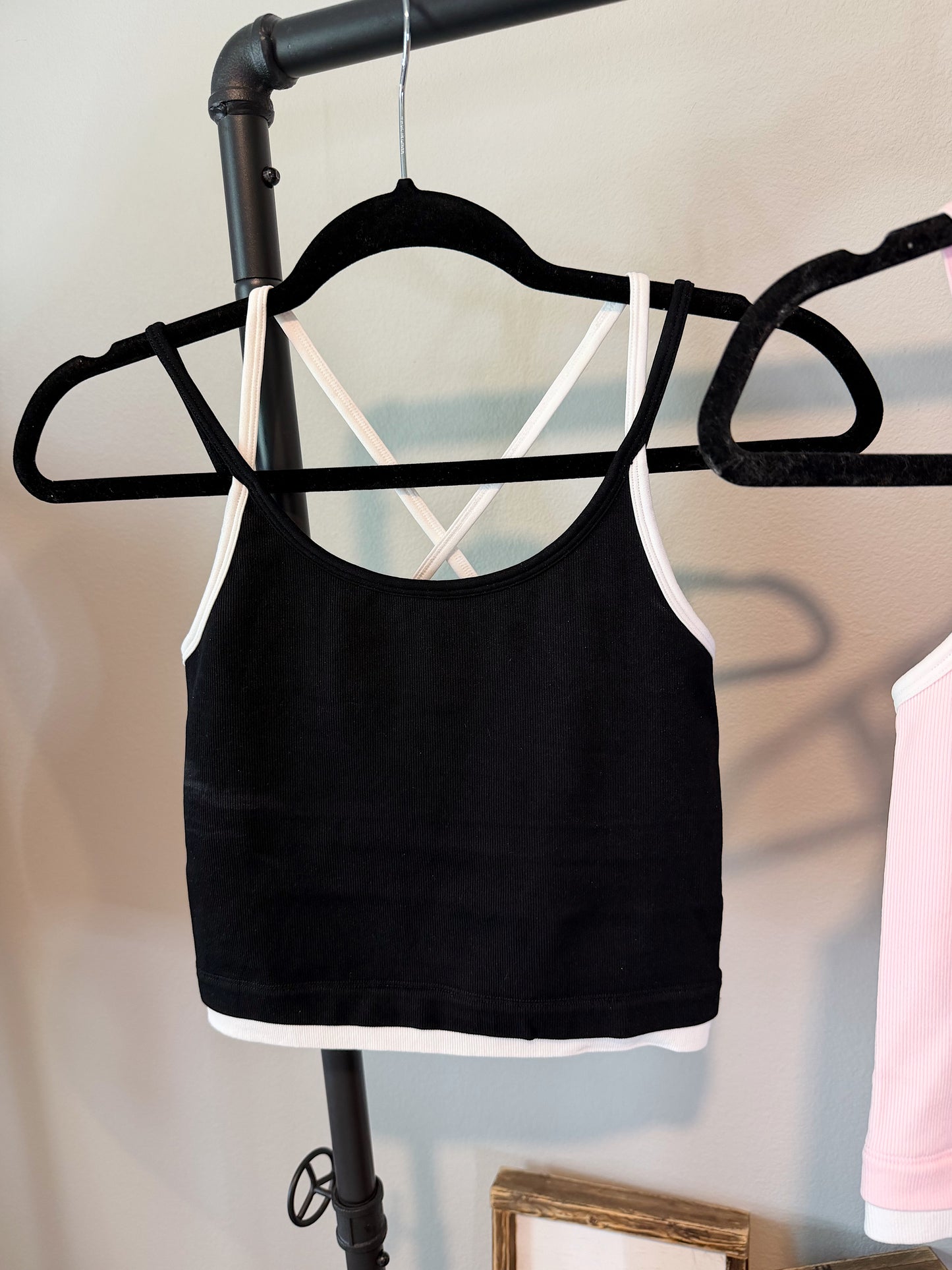 Contrast Layered Tank (Black)