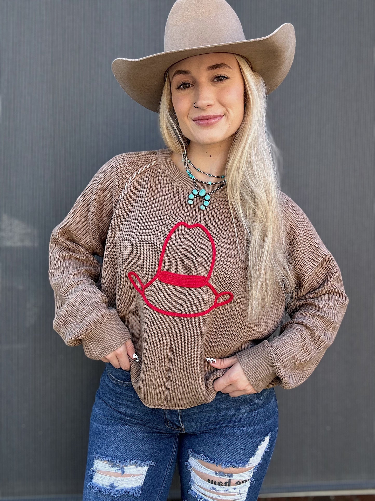 The Stitched Cowboy Hat Sweater