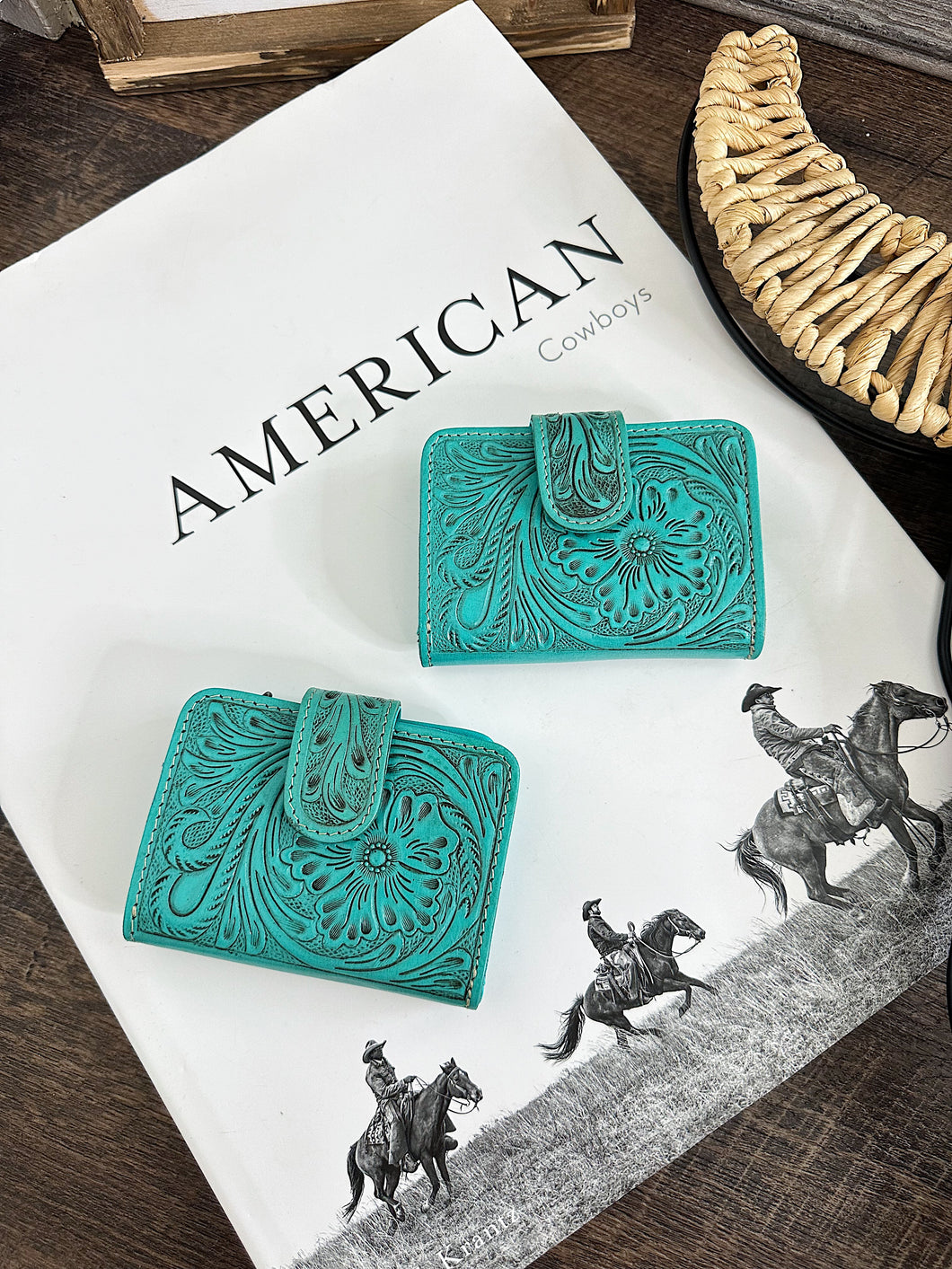 Tooled Turquoise Mini Wallet