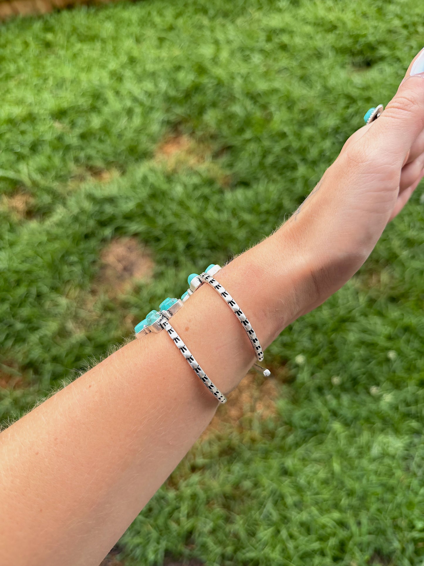 Turquoise Flower Cuff