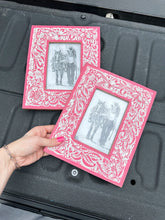 Load image into Gallery viewer, Pink Tooled Leather Picture Frame
