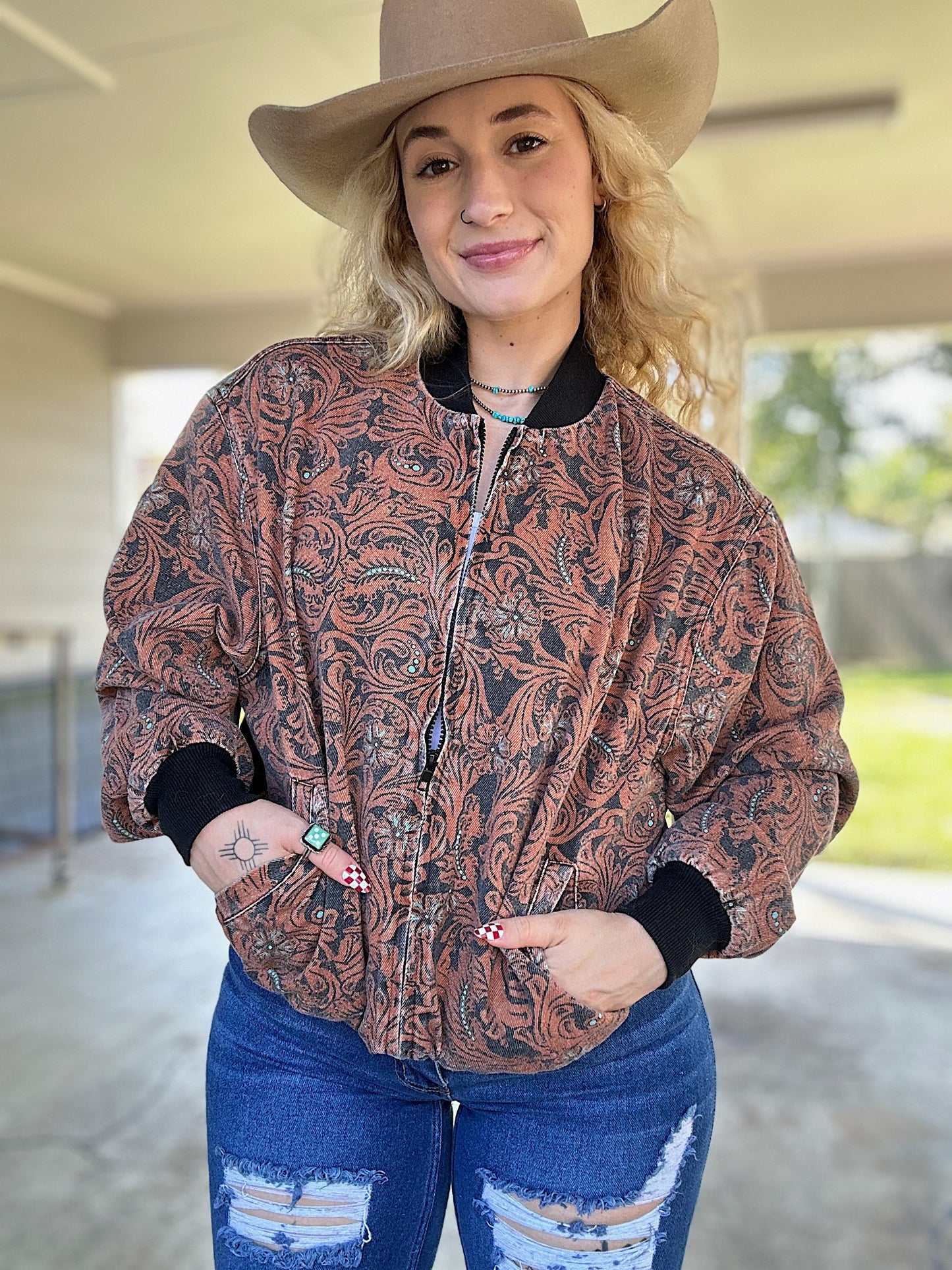 The Tooled Leather Bomber Jacket