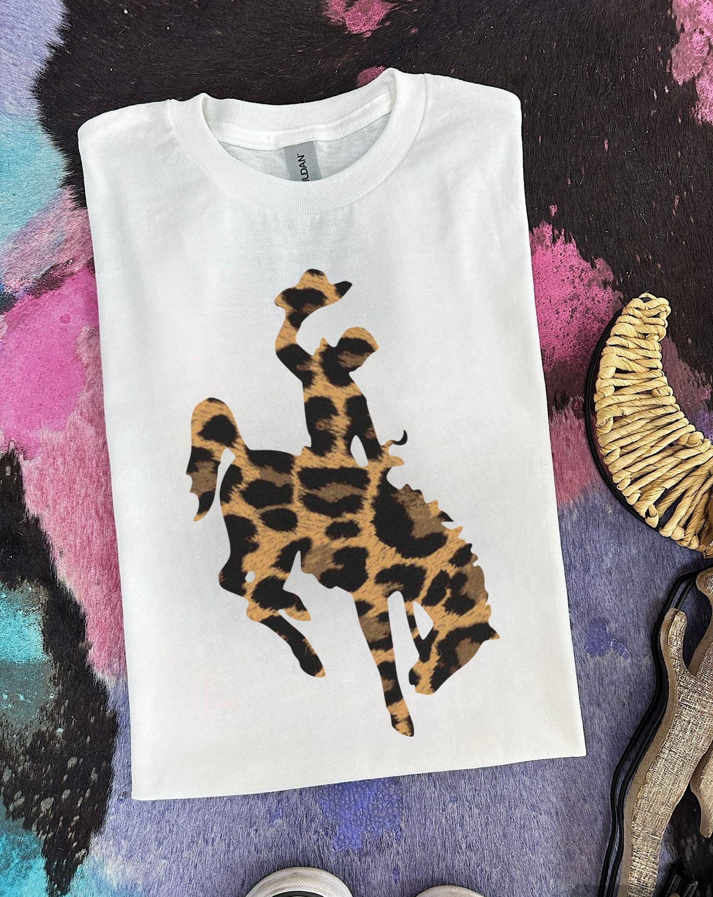 Leopard Cowboy TEE or CREWNECK