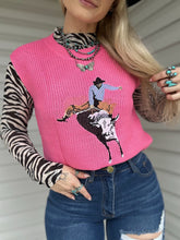 Load image into Gallery viewer, Hot Pink Cowboy Sleeveless Sweater
