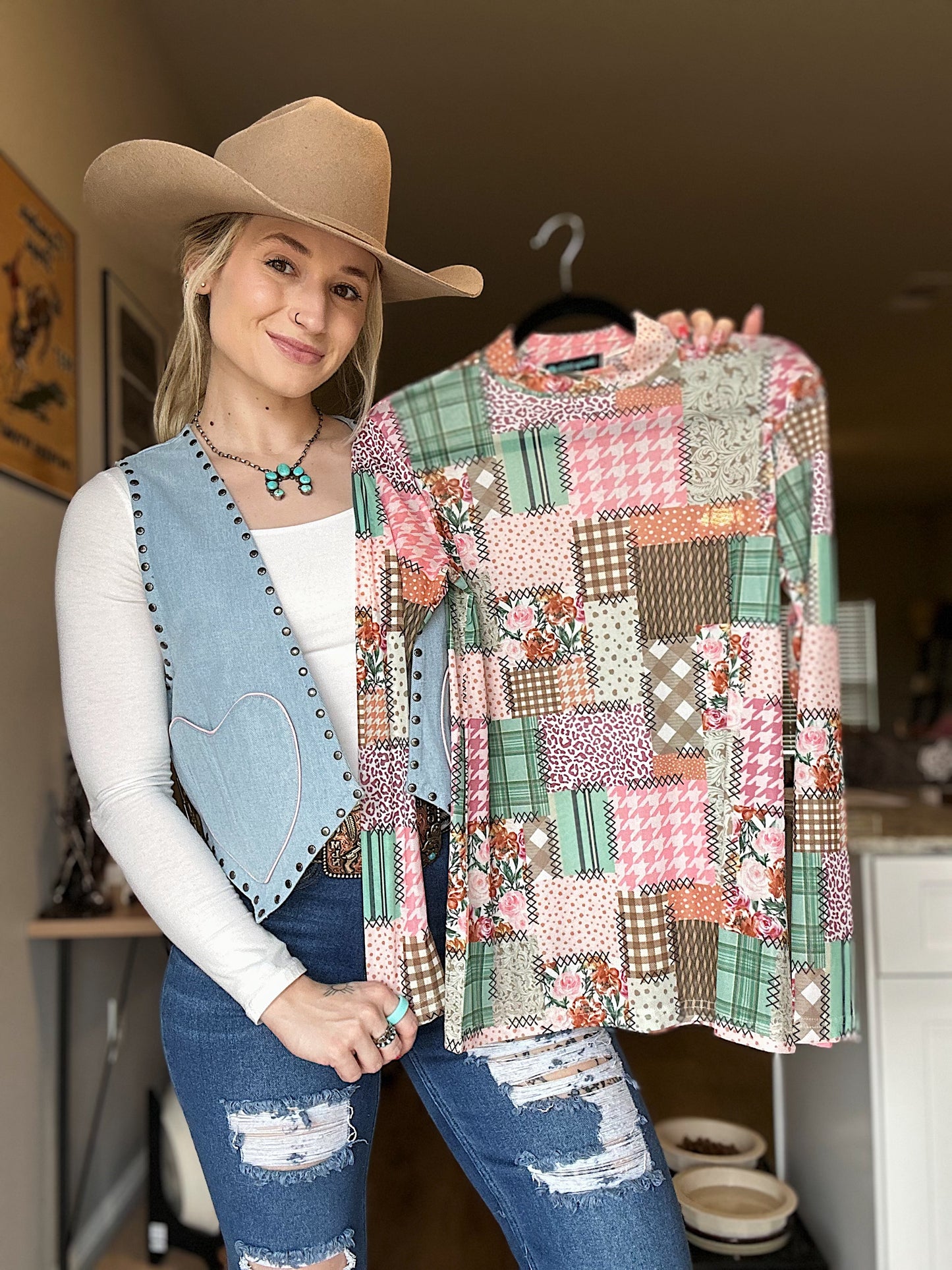 Patchwork Mesh Top