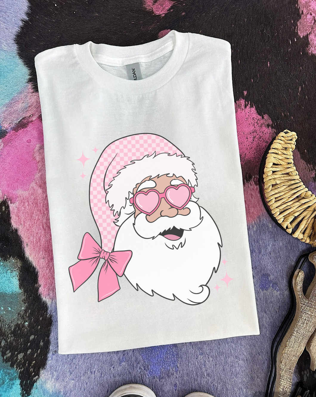 Pink Santa Tee or Crewneck