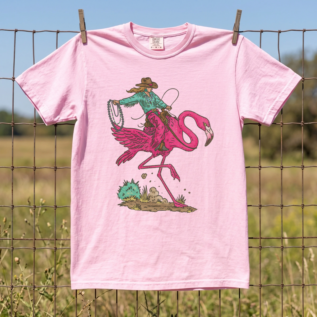 Cowgirl Flamingo COMFORT COLORS TEE