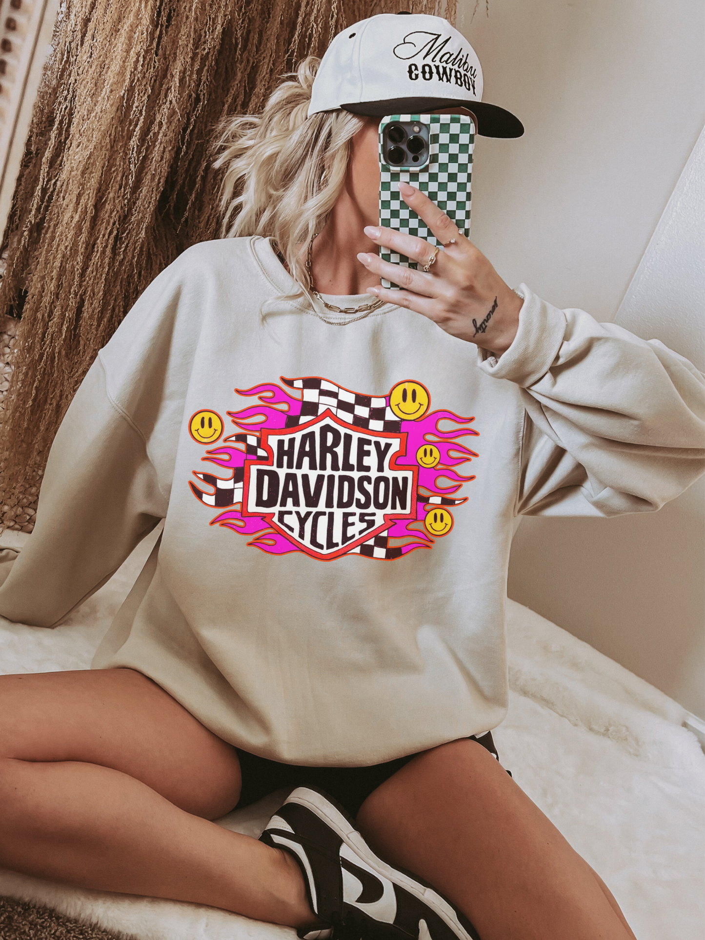Smiley Face Harley TEE or CREWNECK