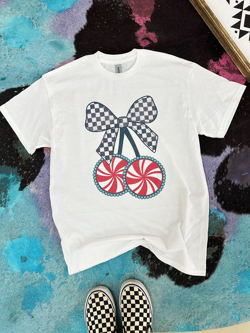 Candy Cane Bow TEE or CREWNECK