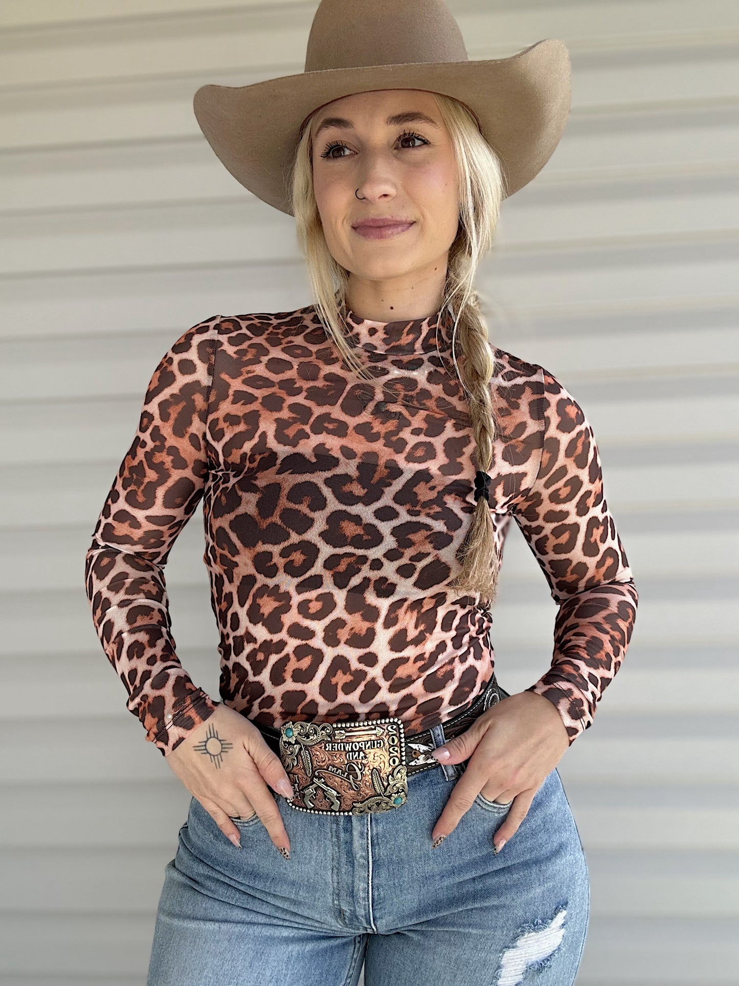 Leopard Mesh Top