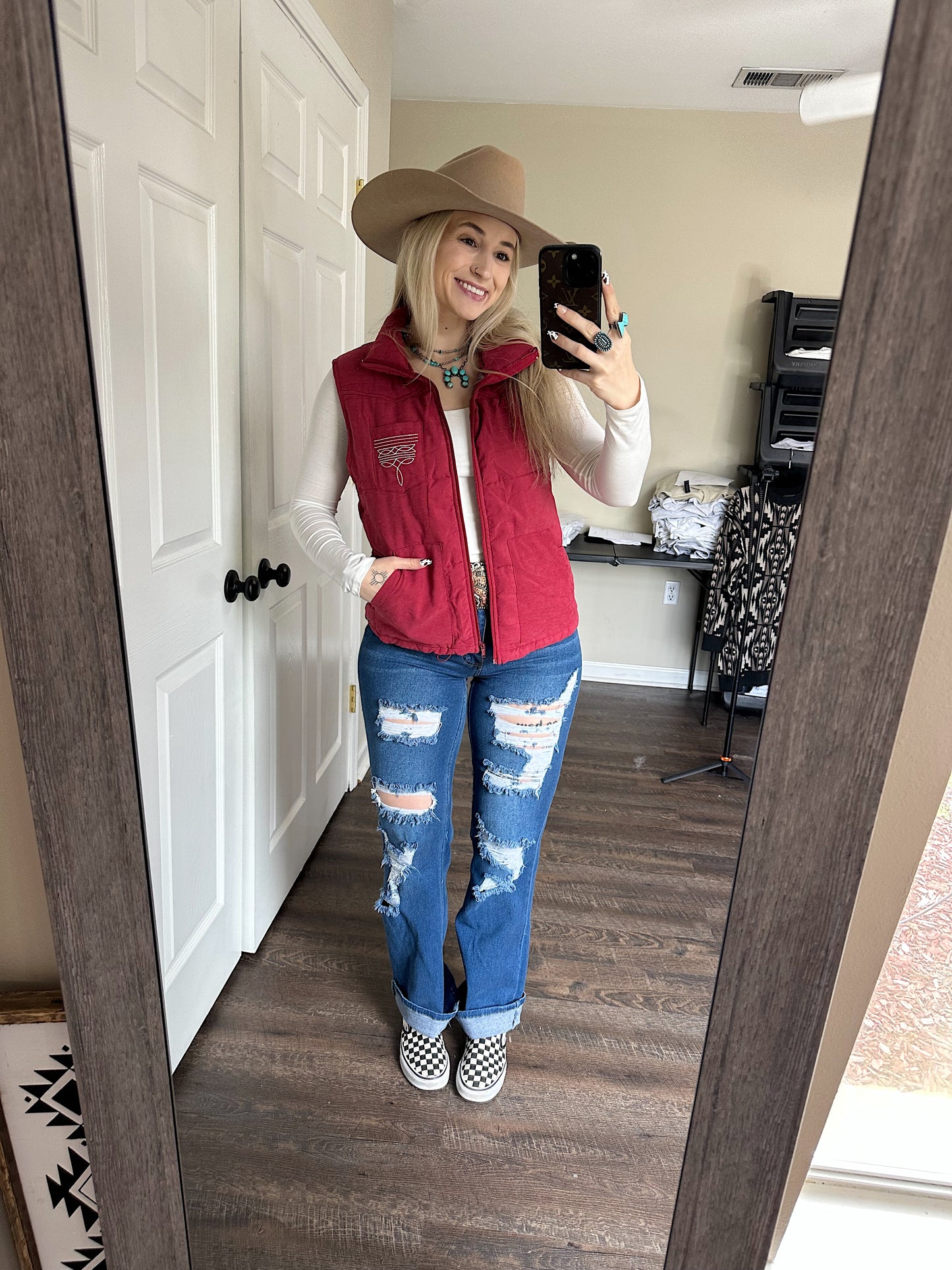 Maroon Boot Stitch Vest