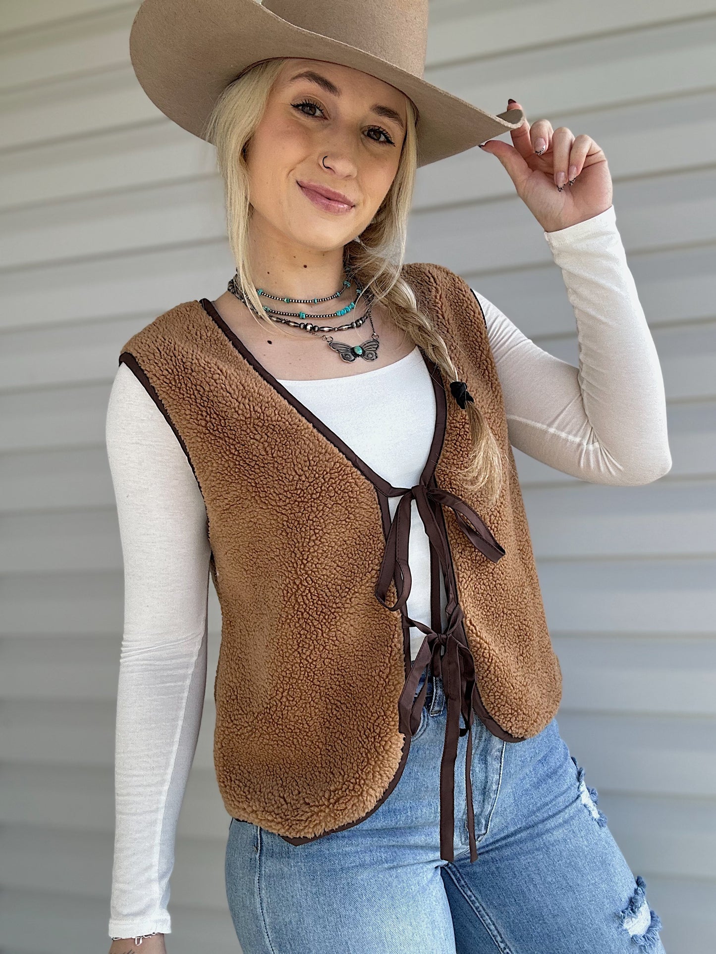 The Teddy Front Tie Vest