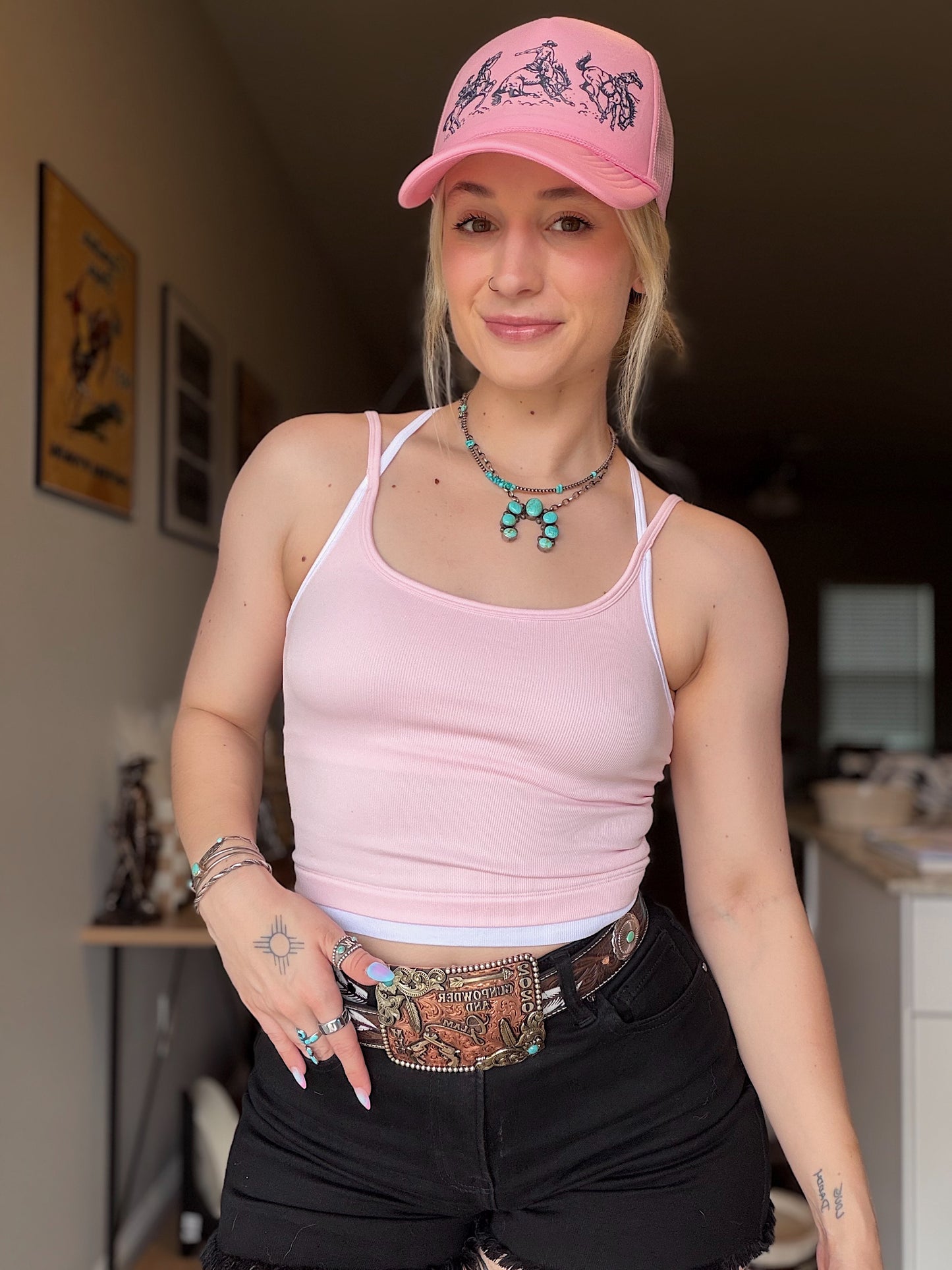 Contrast Layered Tank (Pink)