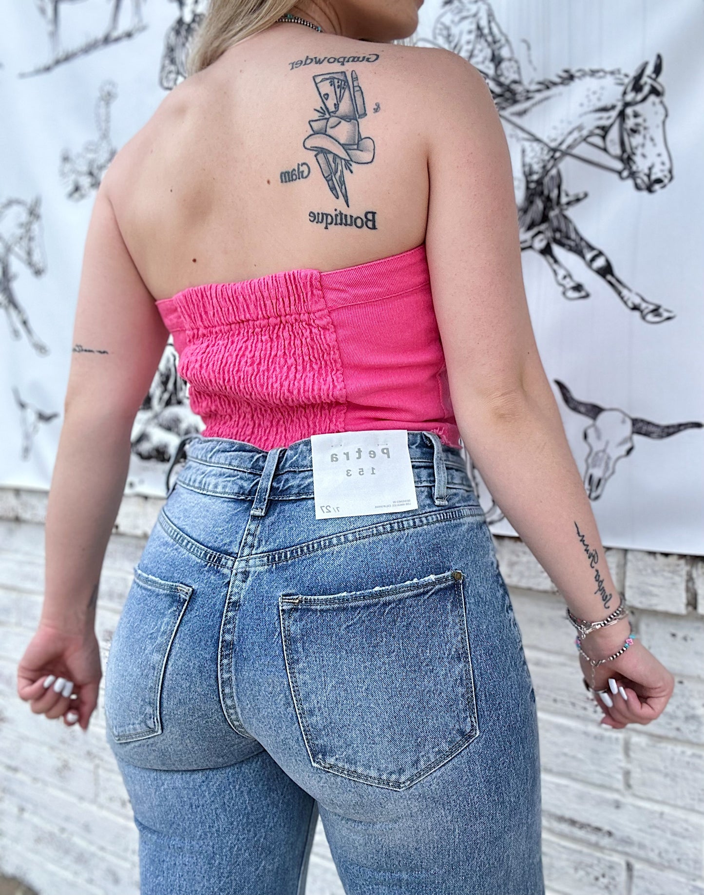 Hot Pink Denim Tube Top